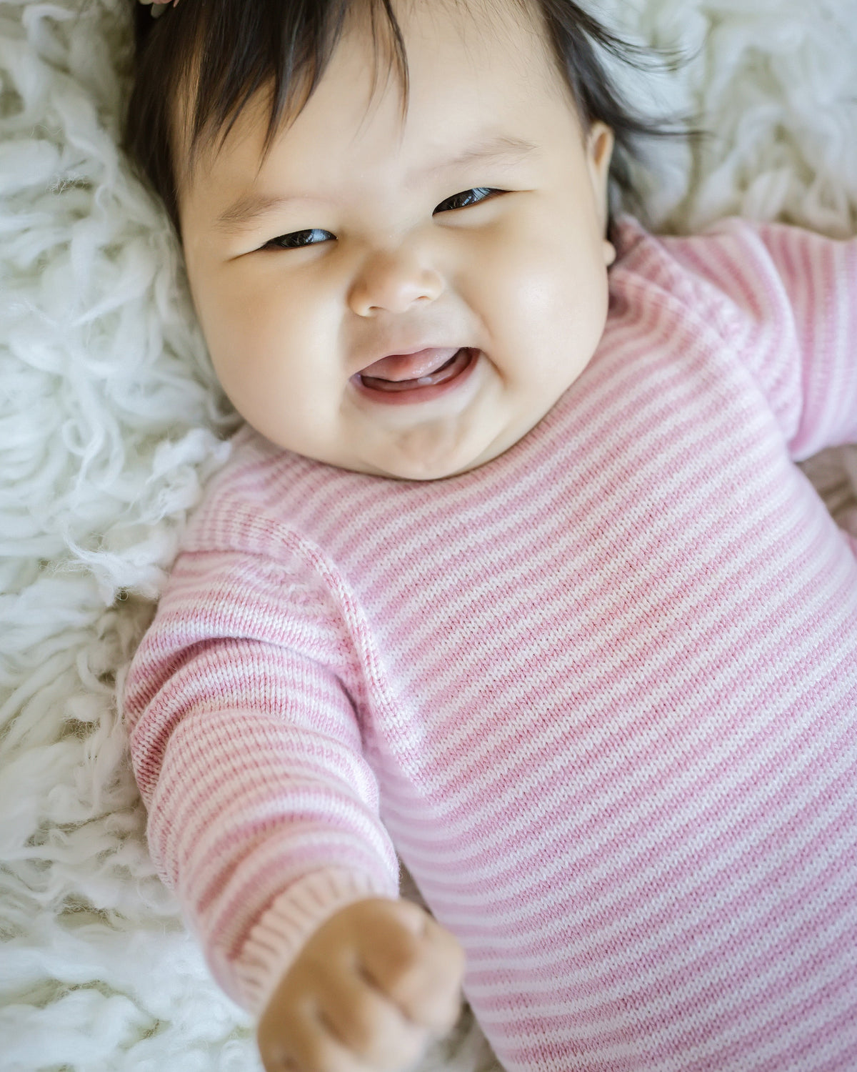 Baby Knit Romper — Pink Stripe
