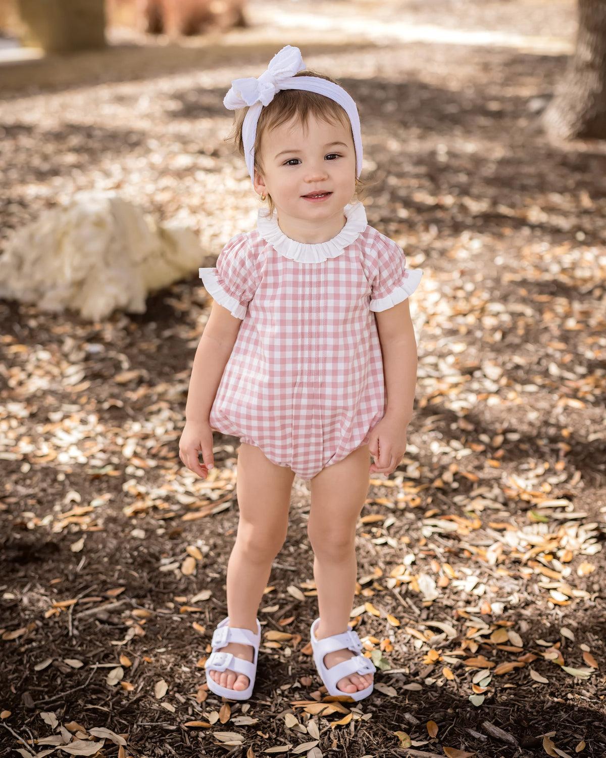 Pink Gingham Bubble Romper