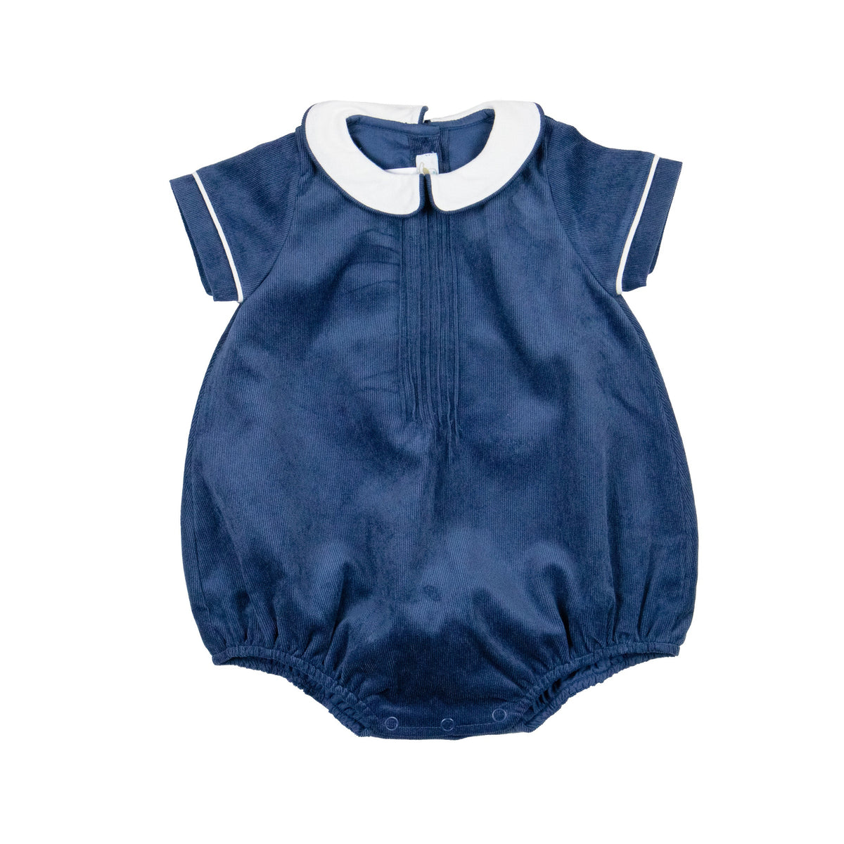 Baby Boy Blue Corduroy Bubble With Peter Pan Collar