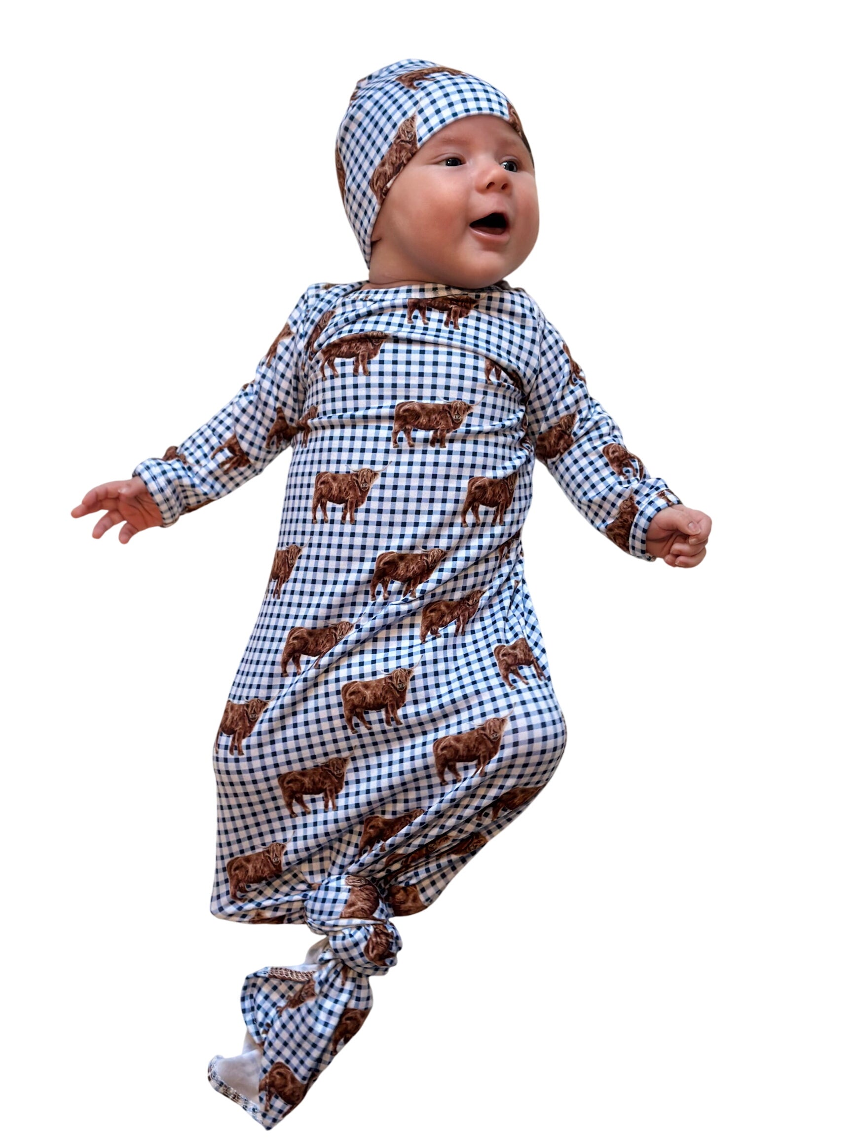 Plaid Highland Knotted Gown And Hat Set