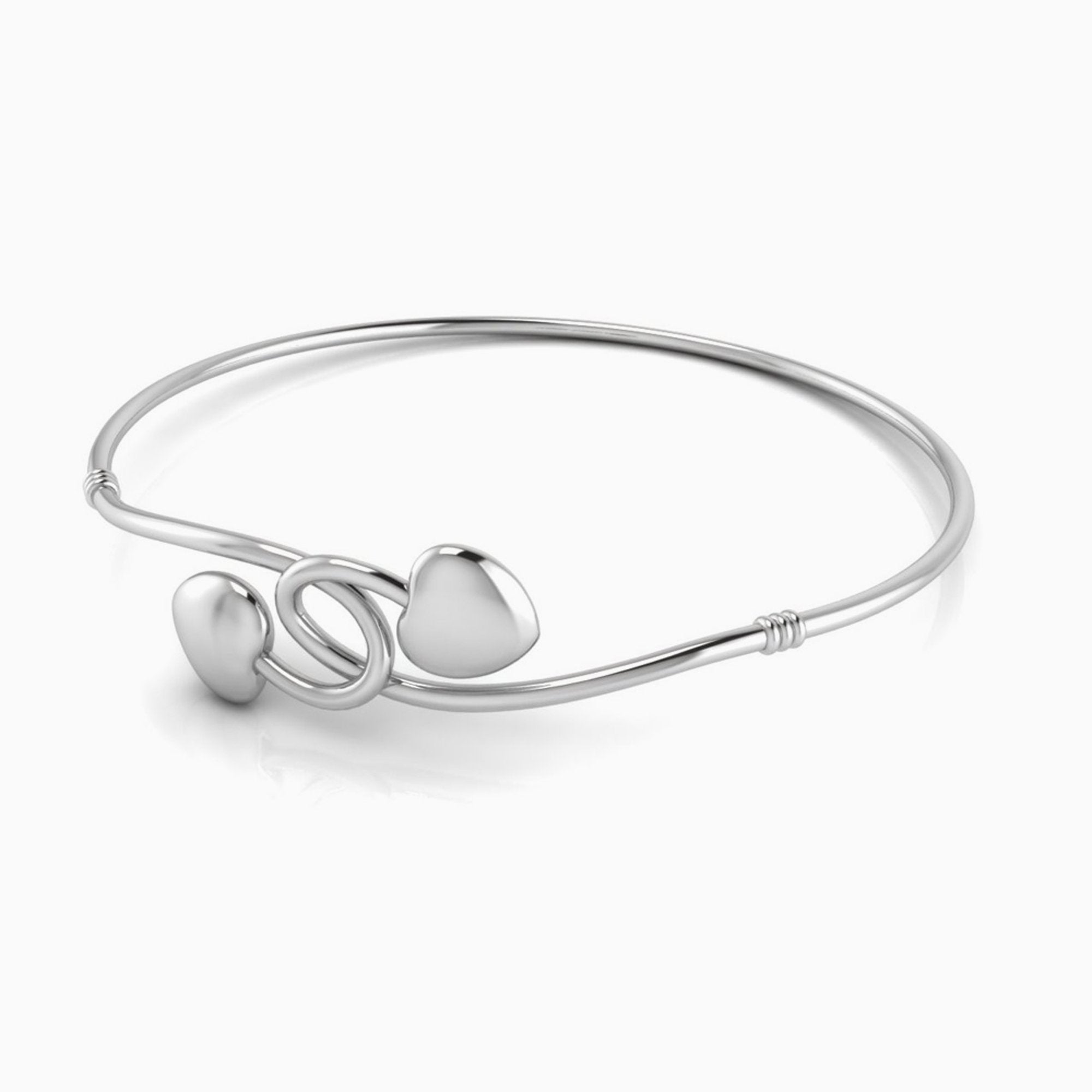 Sterling Silver Baby 2 Heart Bracelet Bangle By Krysaliis