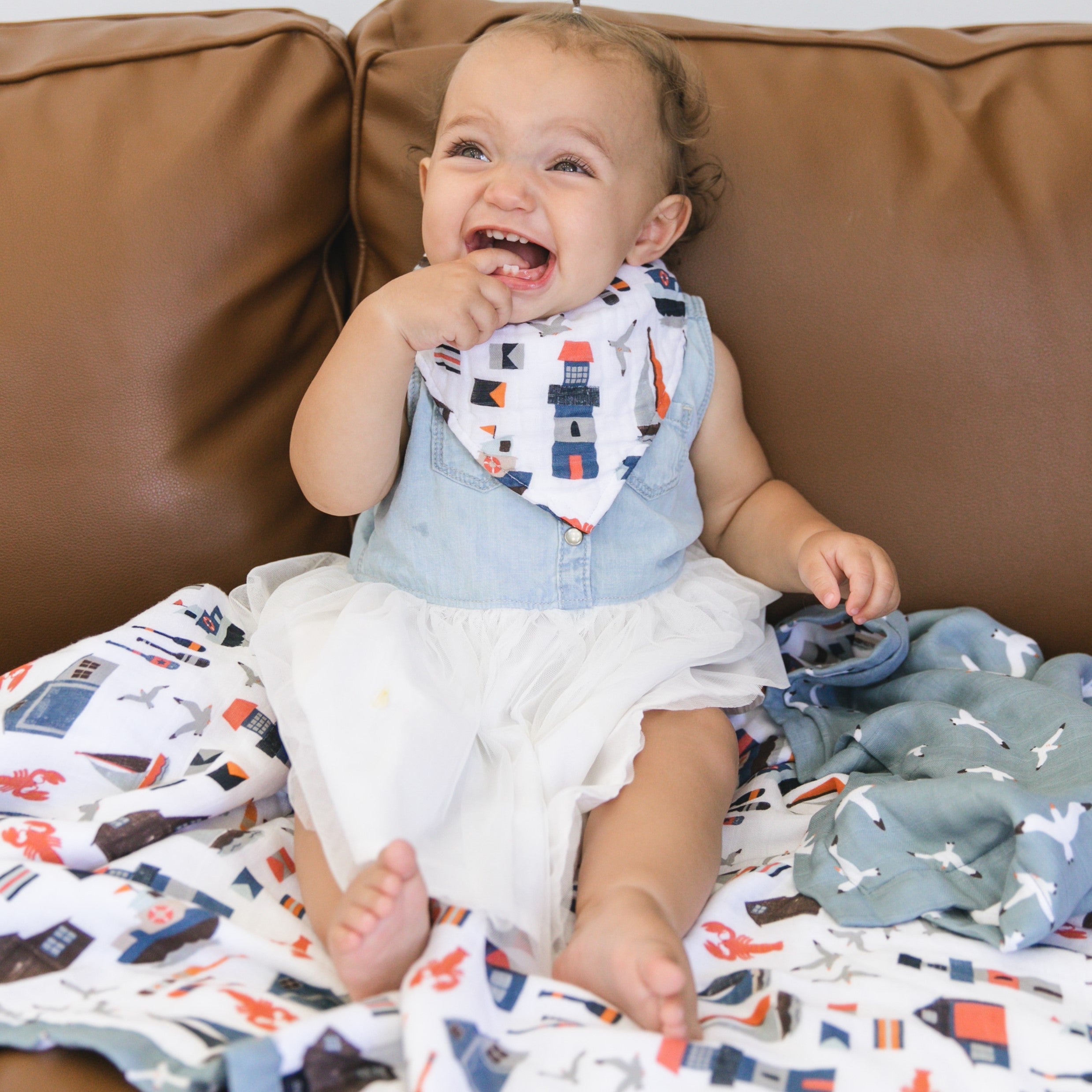 Nautical Oh So Soft Muslin Bandana Bib