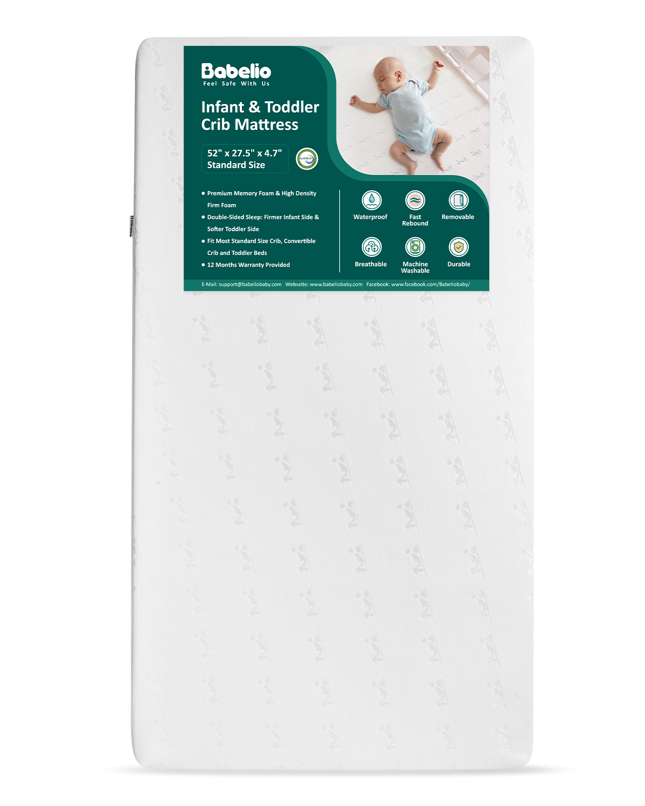 Cloud 1 | Dual-sided Breathable Crib & Toddler Mattress Memory Foam