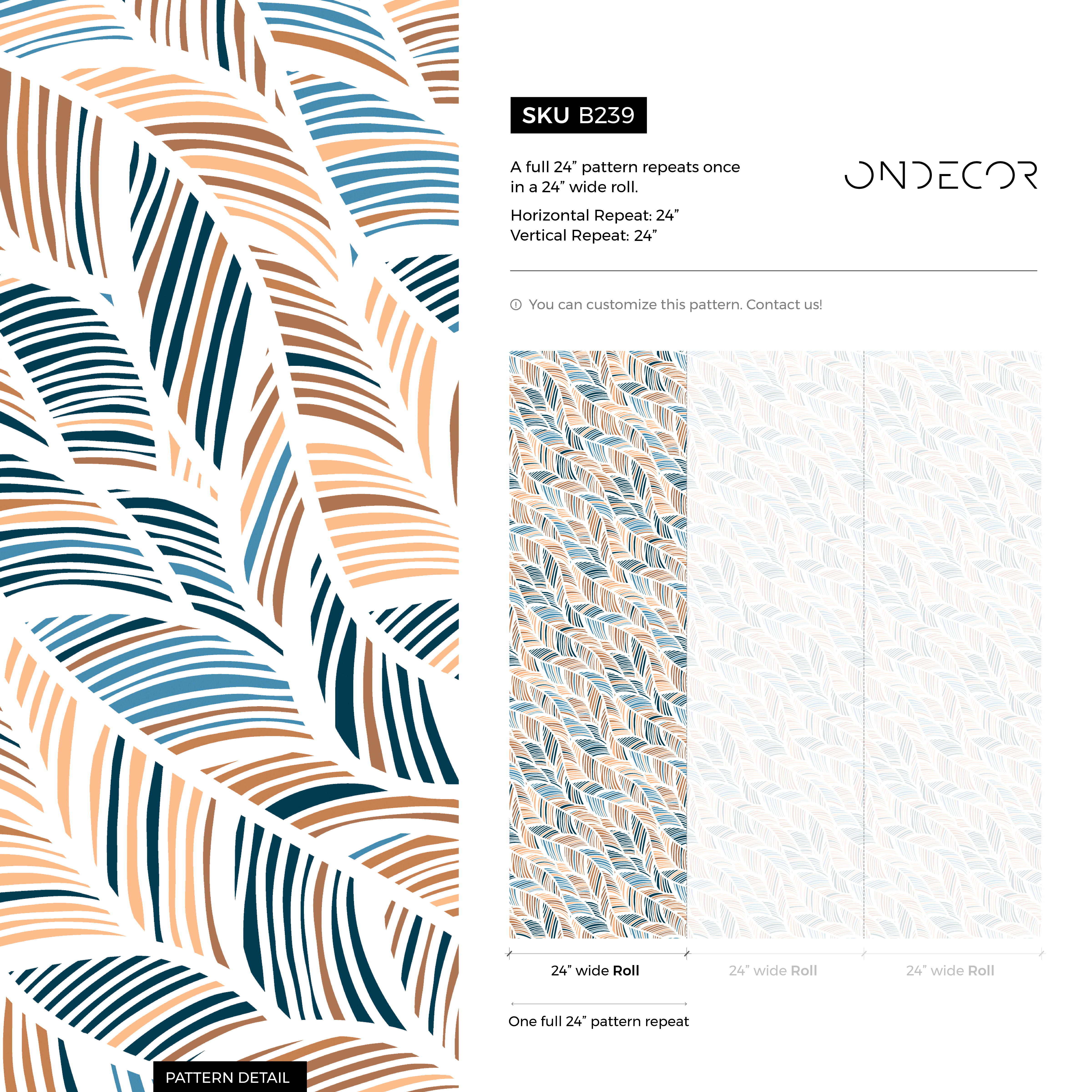 Abstract Wallpaper With Wavy Feather-like Strokes In Blue And Brown - B239
