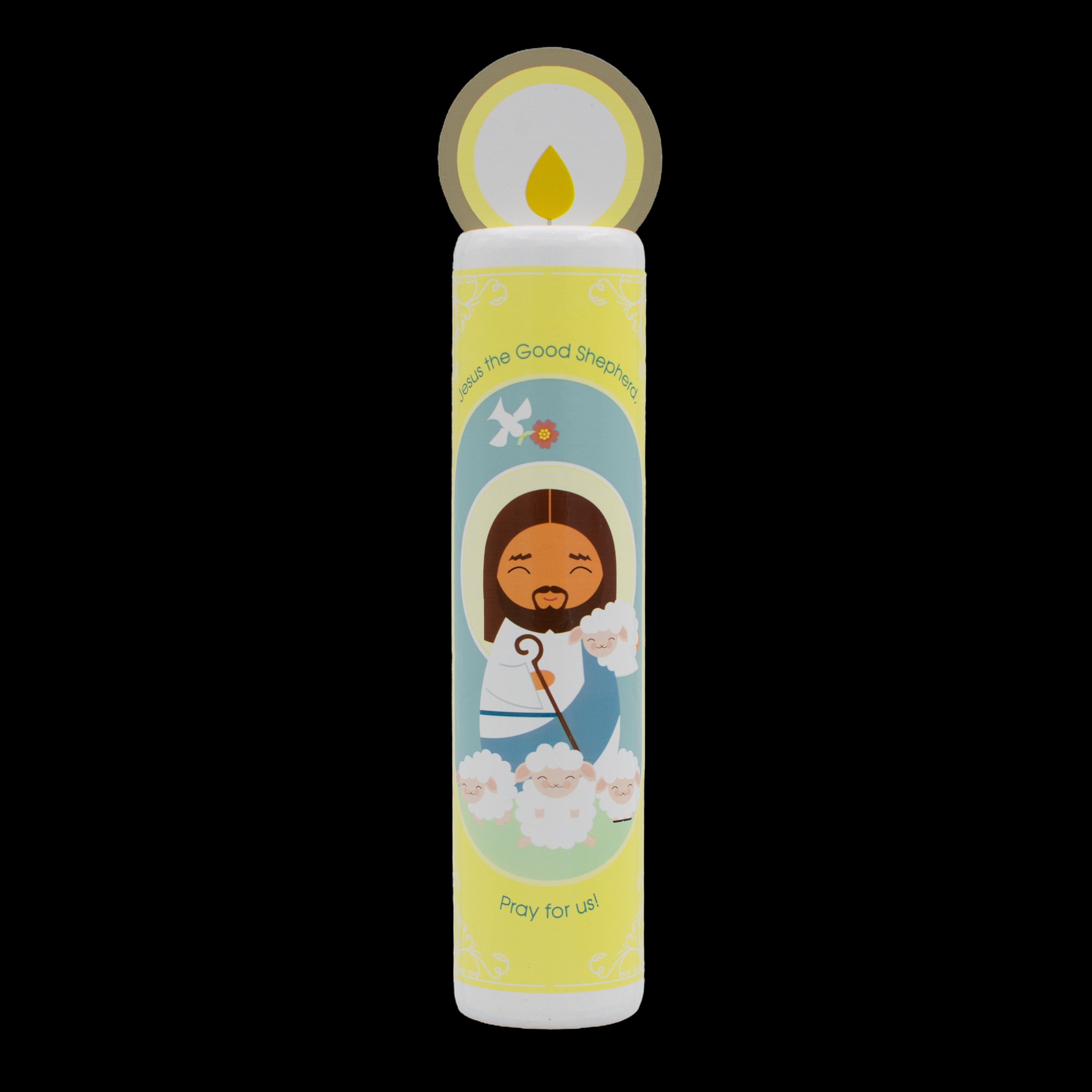 Jesus Christ, The Good Shepherd (The Our Father) Wooden Prayer Candle