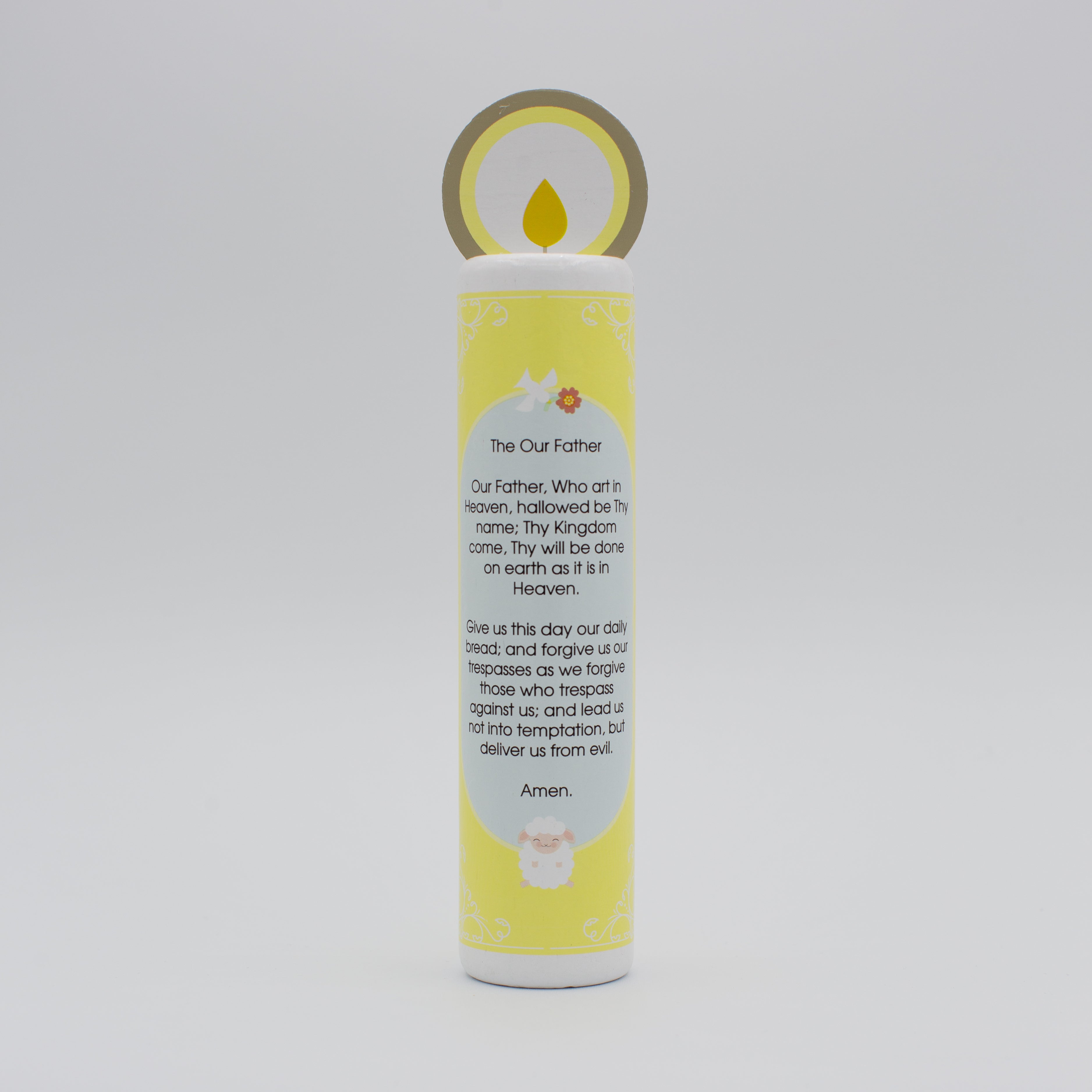 Jesus Christ, The Good Shepherd (The Our Father) Wooden Prayer Candle