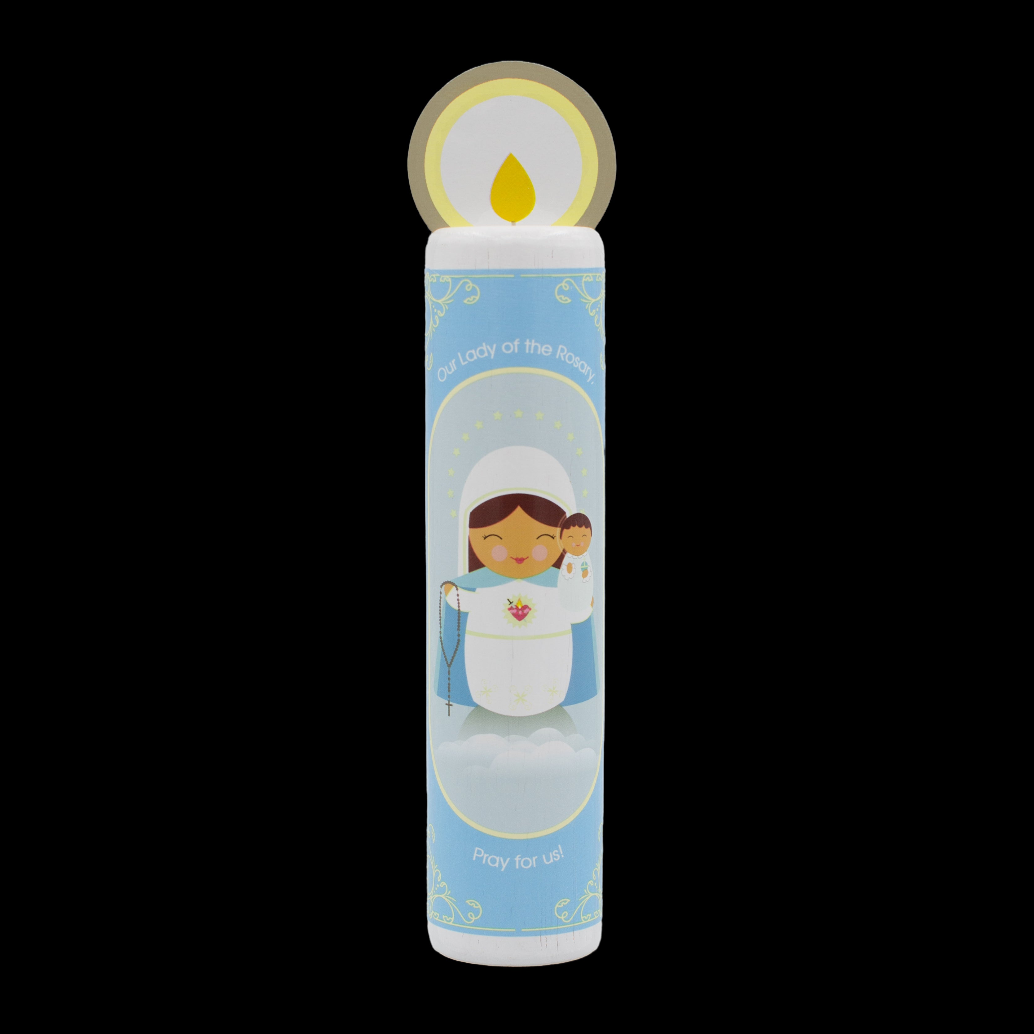 Our Lady Of The Rosary (hail Mary) Wooden Prayer Candle
