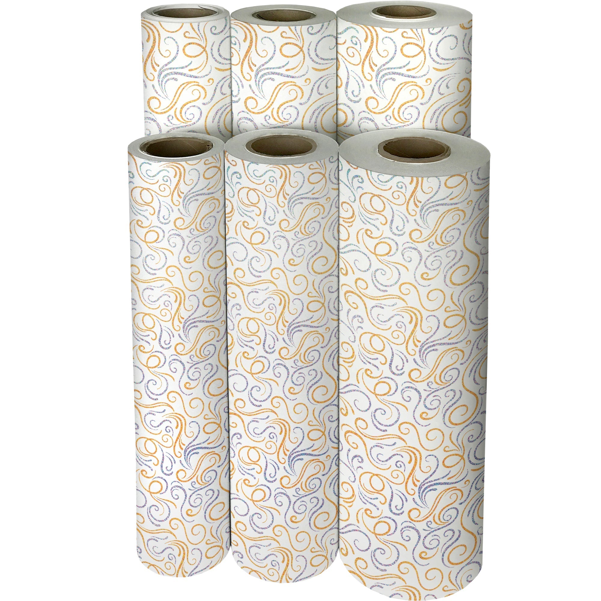 Gold Silver Swirls Holographic Wedding Gift Wrap