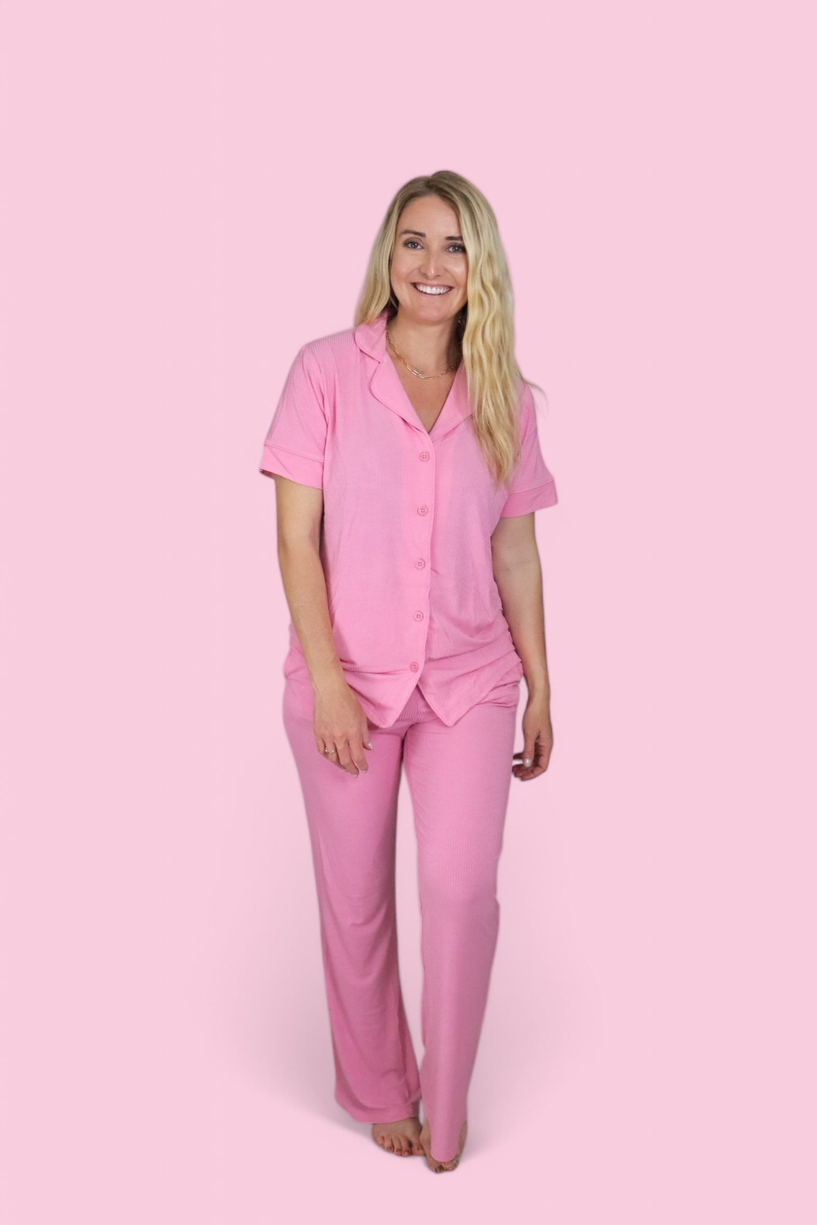 Bella Pink Rib Women's Dream Flare Set