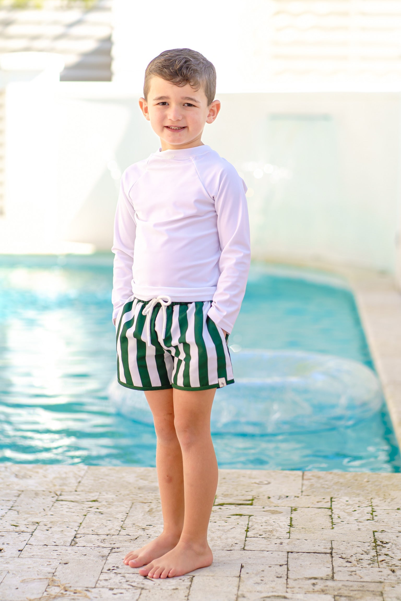 Green Stripe Swim Shorts