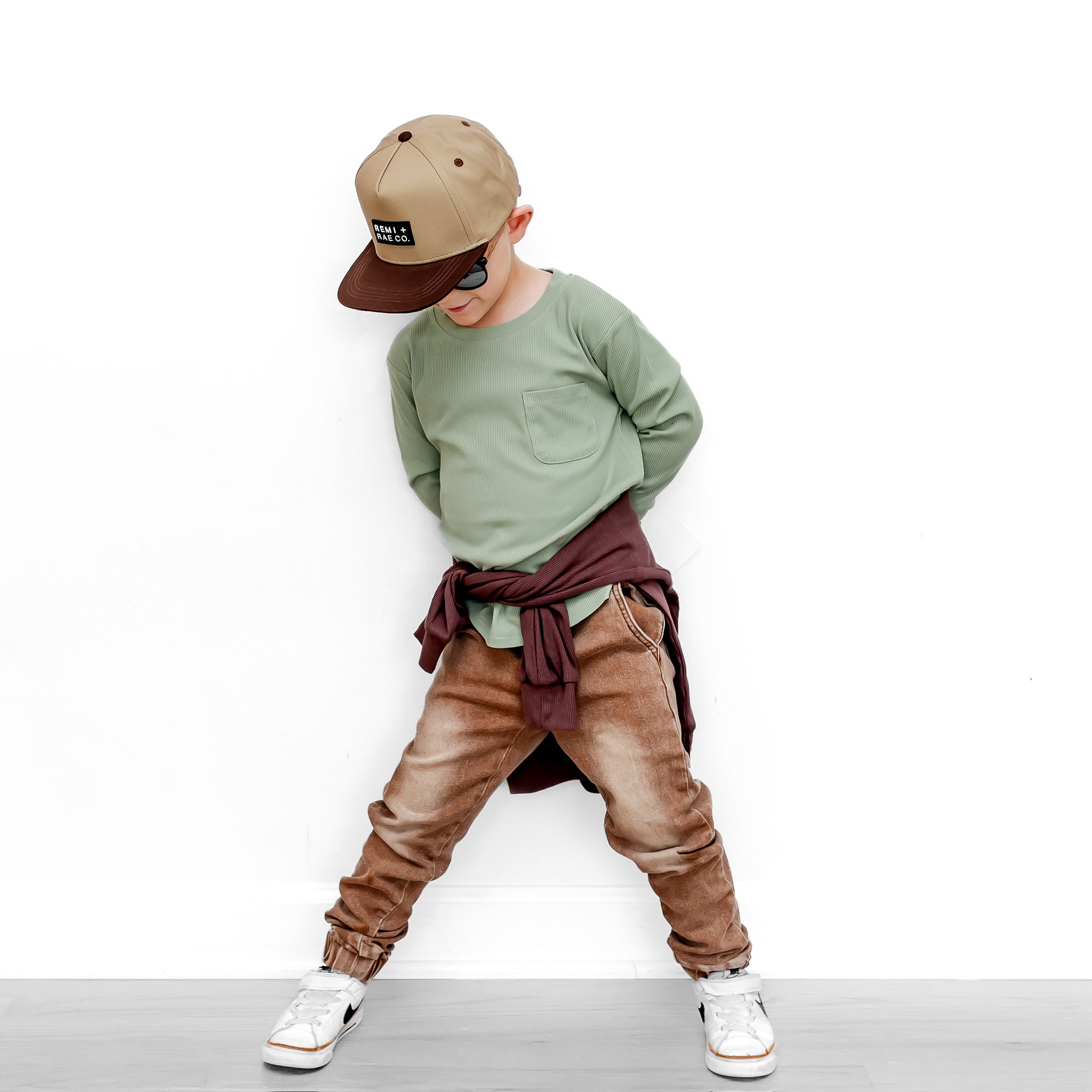 Bamboo Ribbed Long Sleeve Pocket Tee - Sage