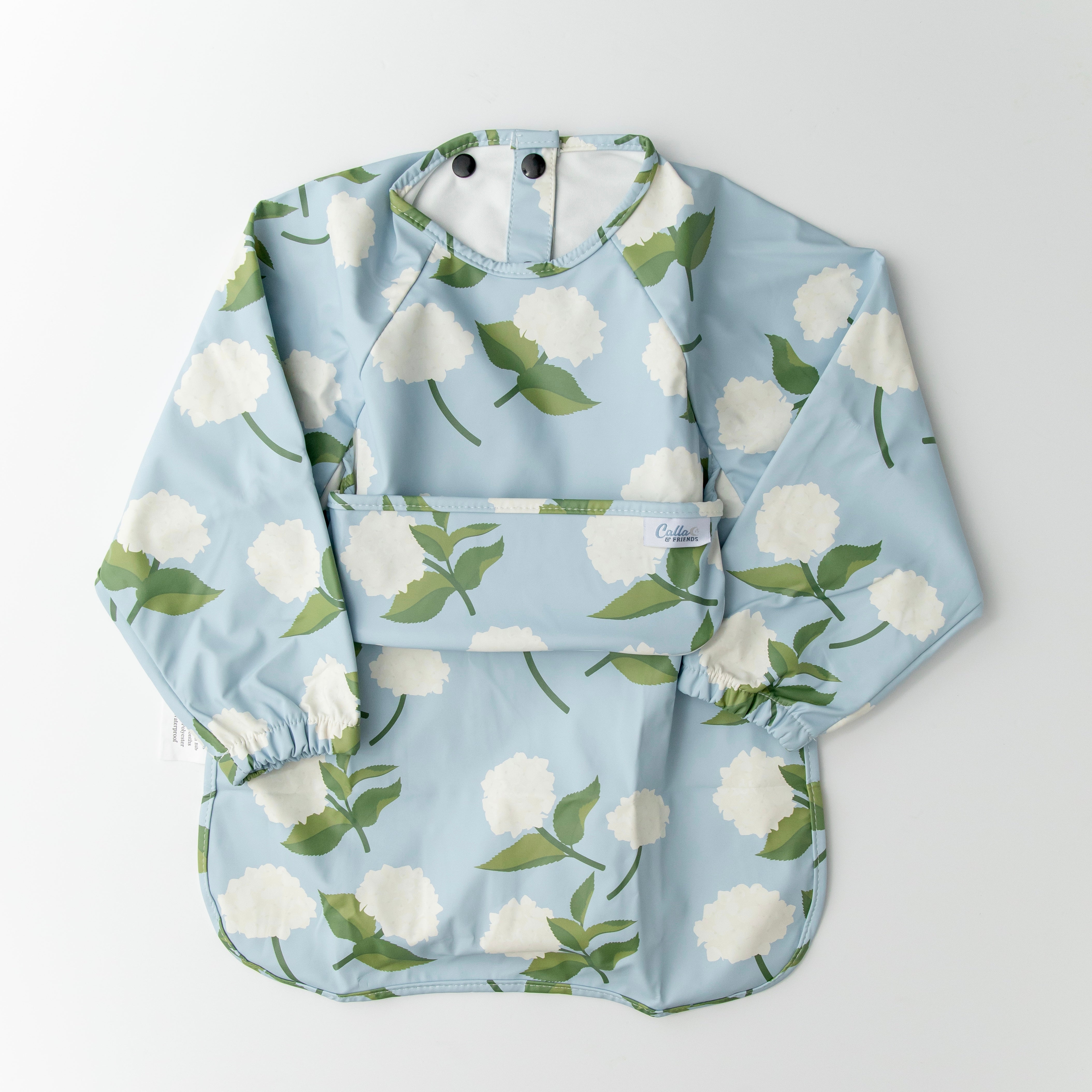 The Grayson Long Sleeve Bib - Hydrangeas