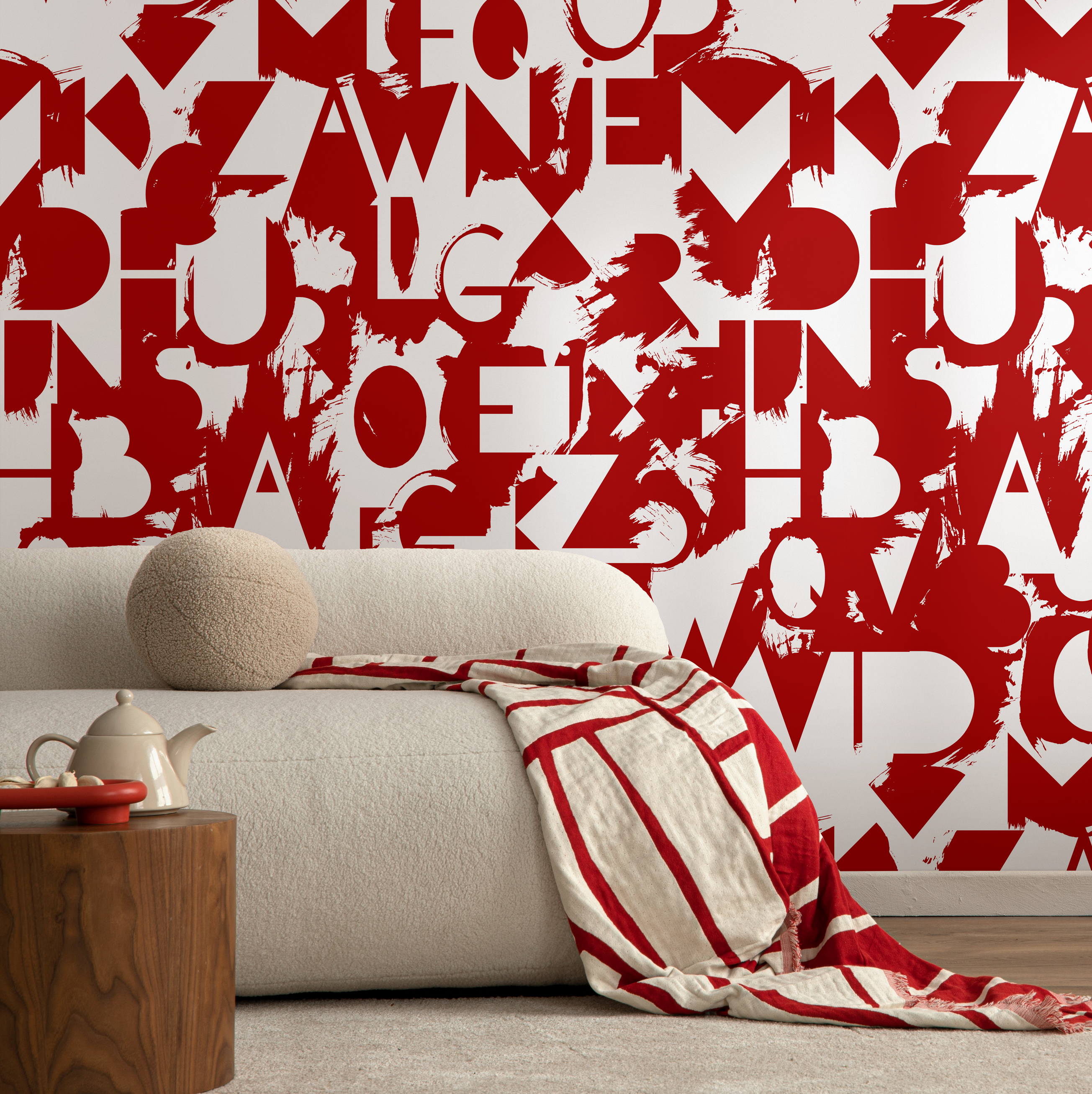 Typography Wallpaper With A Bold Deconstructed Letter Motif In Red - B711
