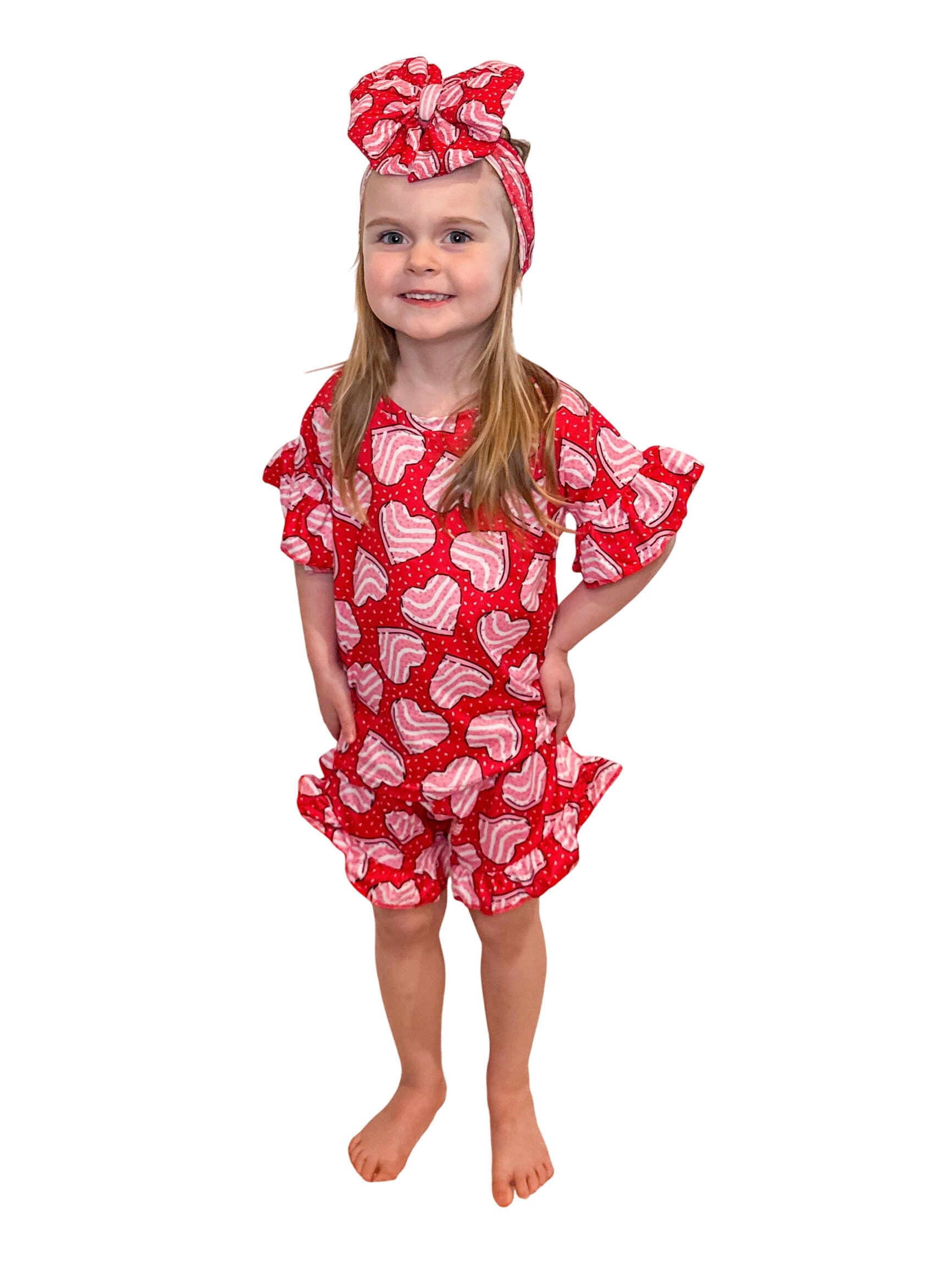 Red Cakes Ruffle Top Set