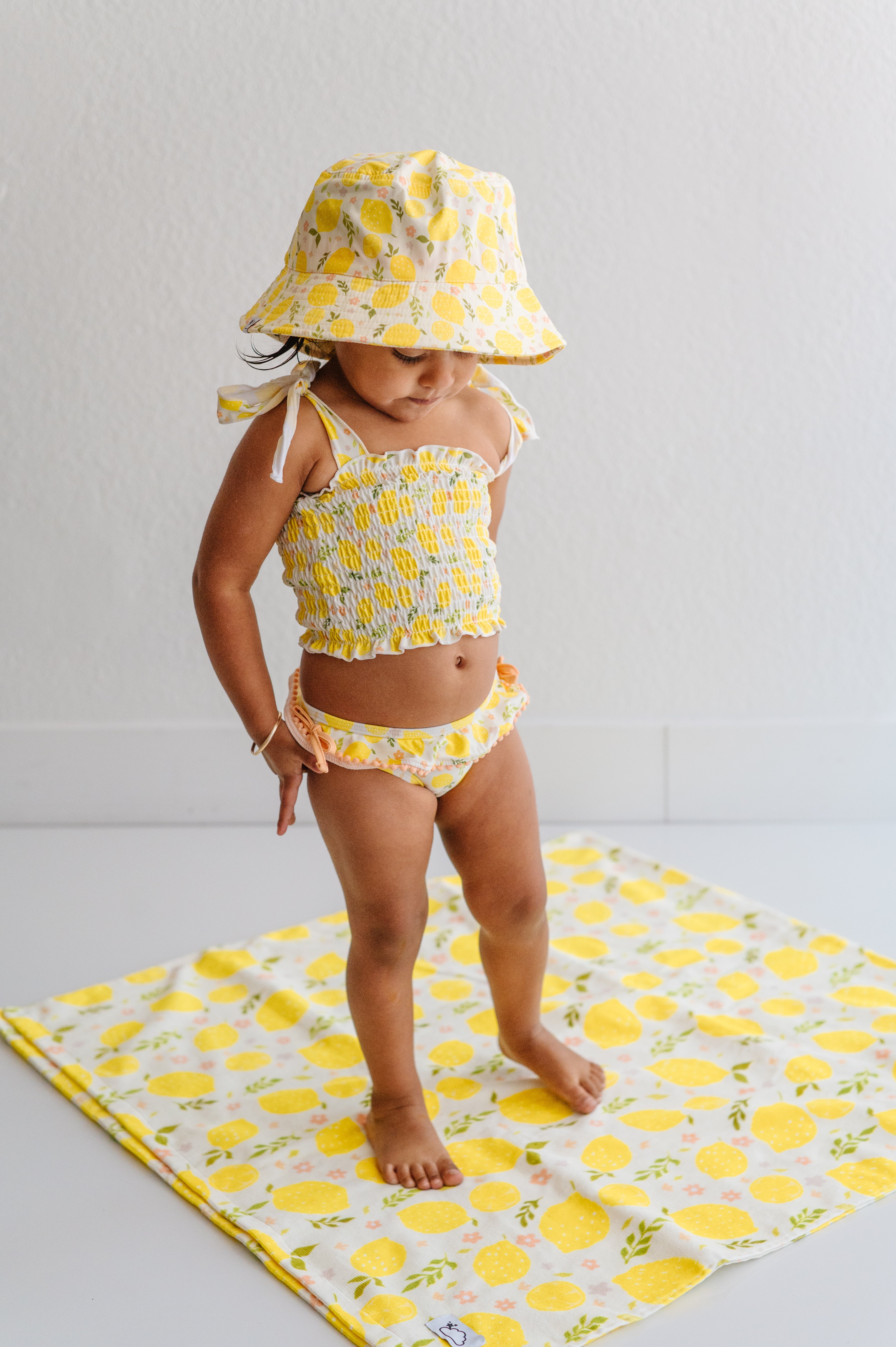 Lemon Blossoms Dream Smocked Tankini Two Piece Swim Suit