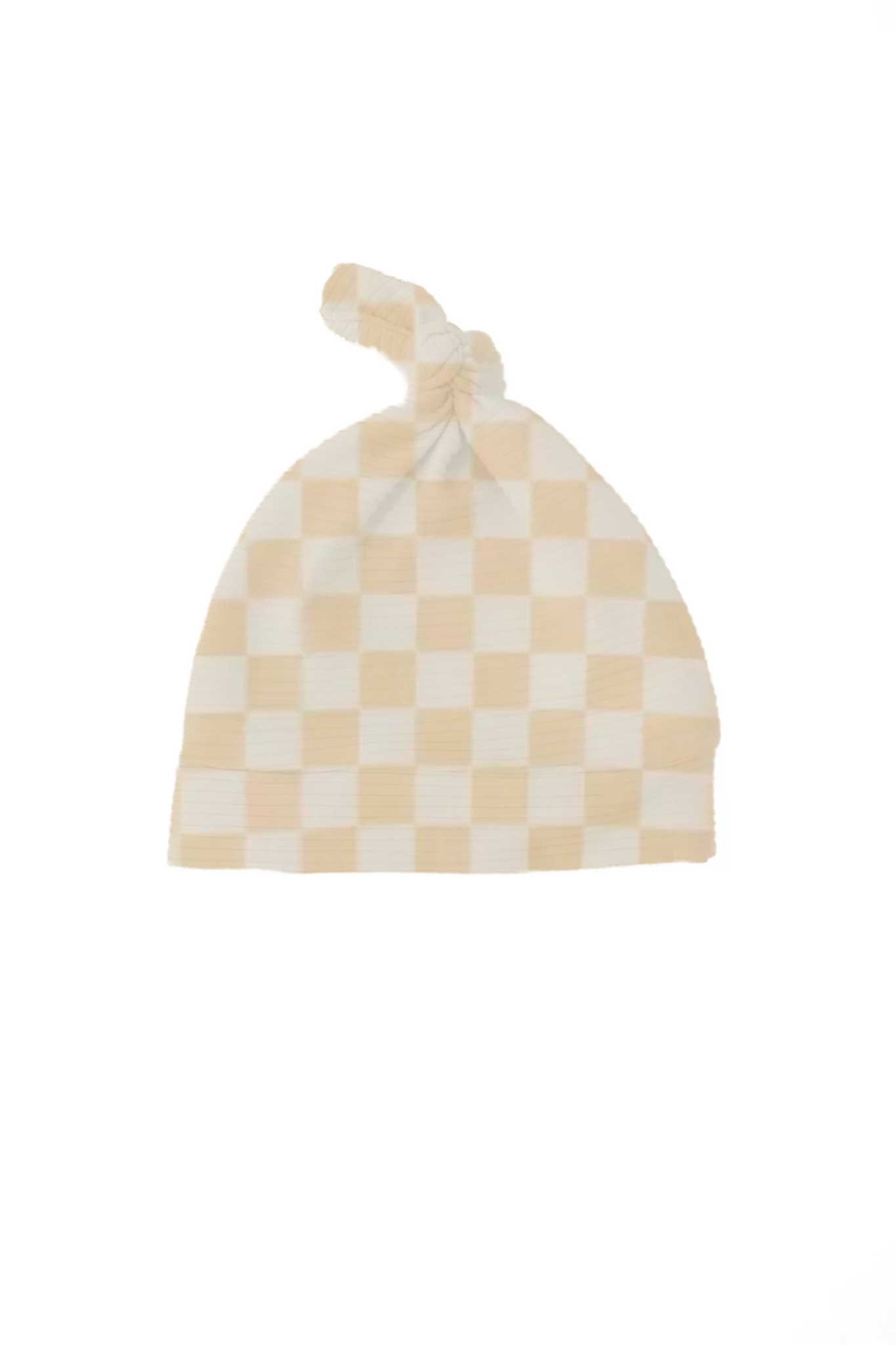 Butter Yellow Checkered Knotted Hat