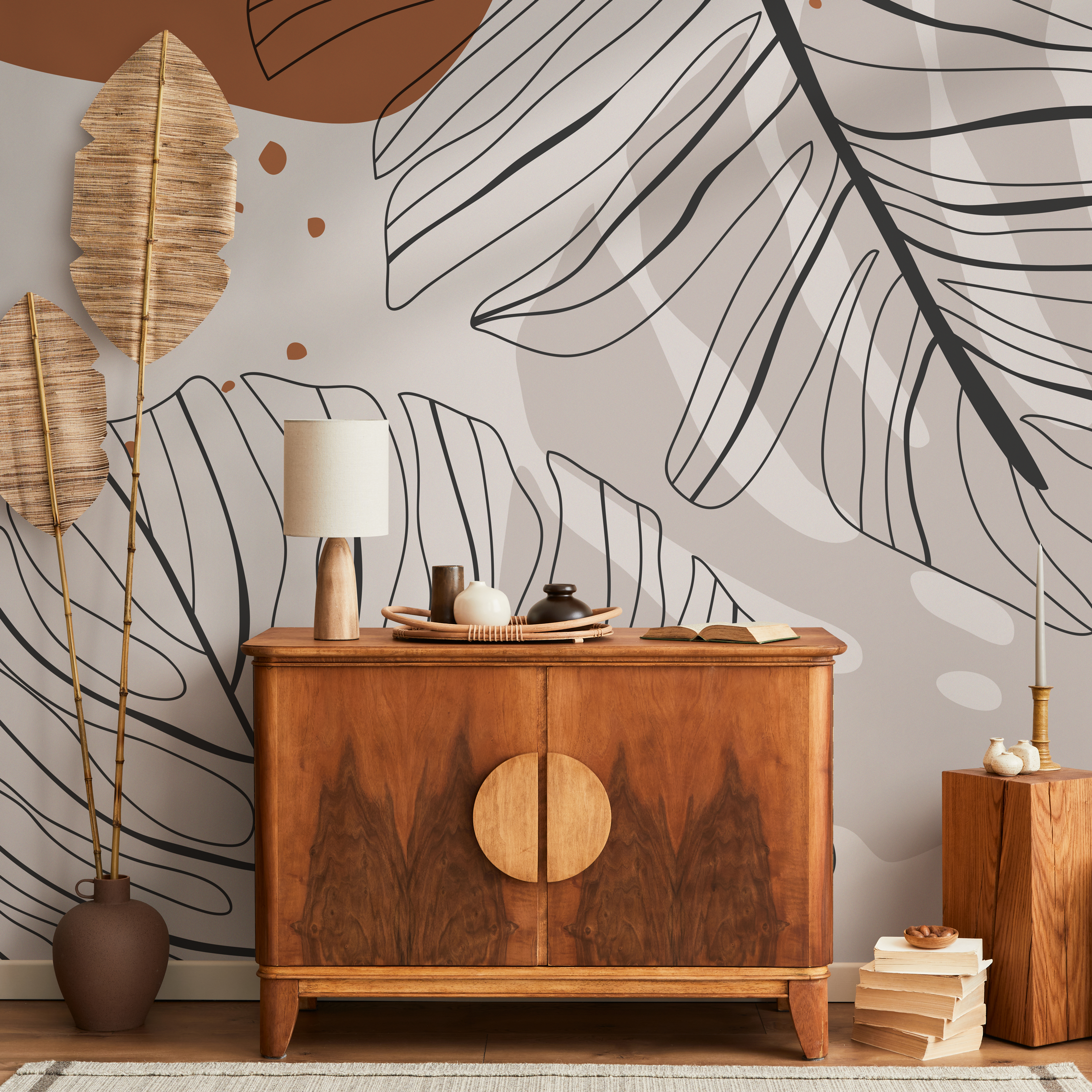 Architectural Wallpaper Featuring A Grand Neoclassical Arch In Beige, Cream, And Gray - B952