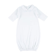 Embroidered Collar Day Gown, Lt.blue Trim