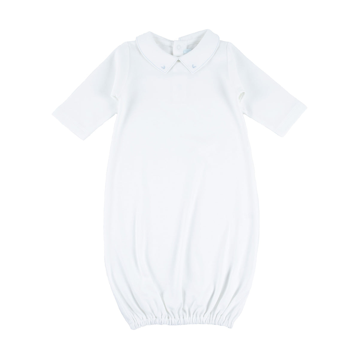 Embroidered Collar Day Gown, Lt.blue Trim