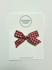 Gingham Glory- Red | Pigtail Set - Hand-tied Bow