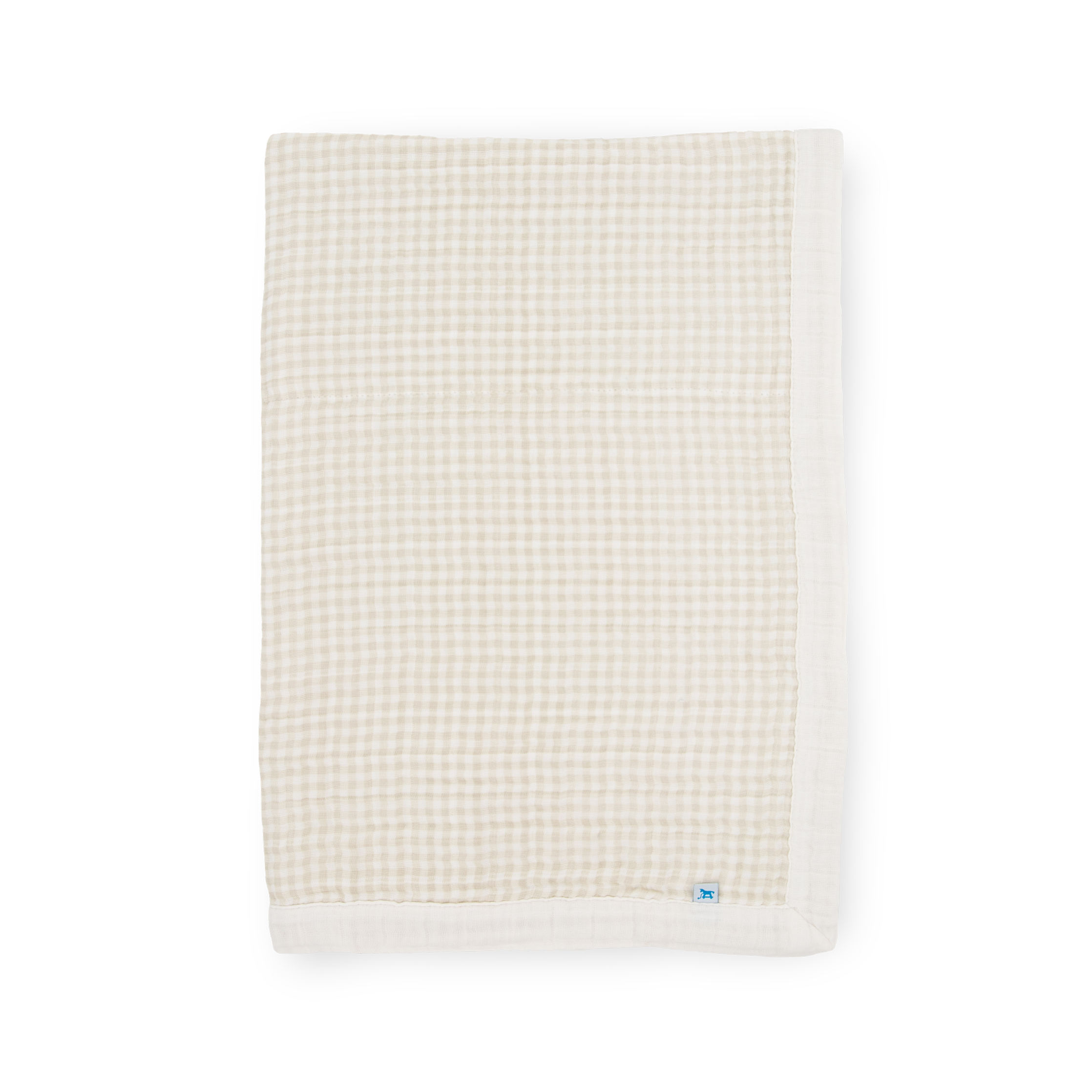 Cotton Muslin Baby Quilt - Tan Gingham