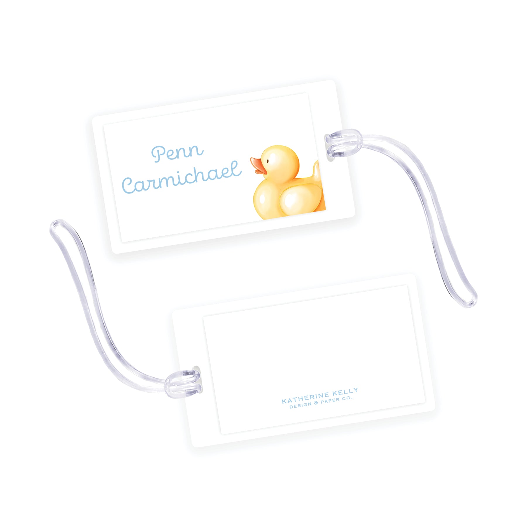 Blue Rubber Ducky Laminated Bag Tag