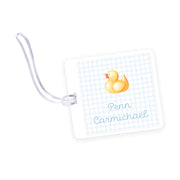 Blue Rubber Ducky Square Laminated Bag Tag