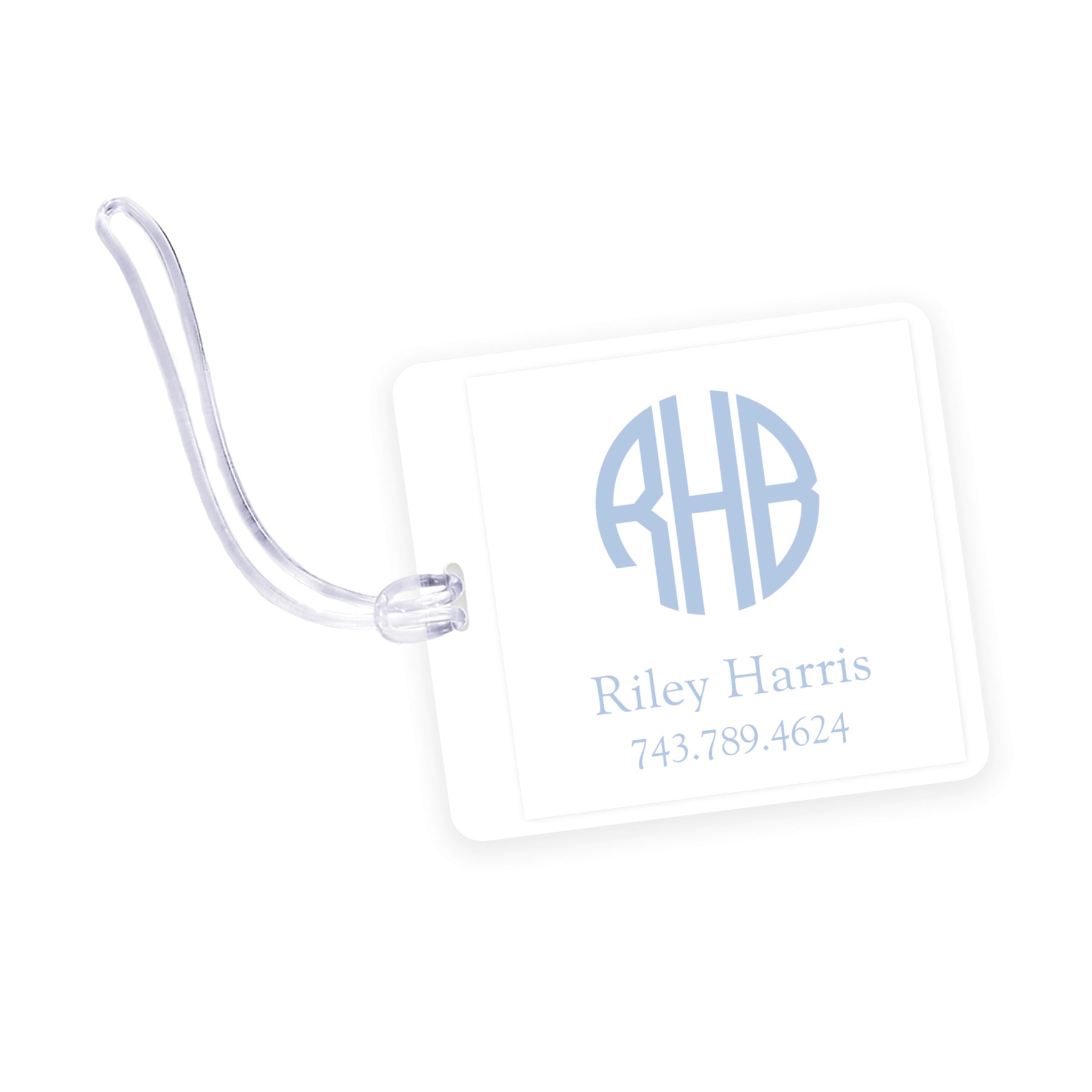 Blue Monogram Square Laminated Bag Tag