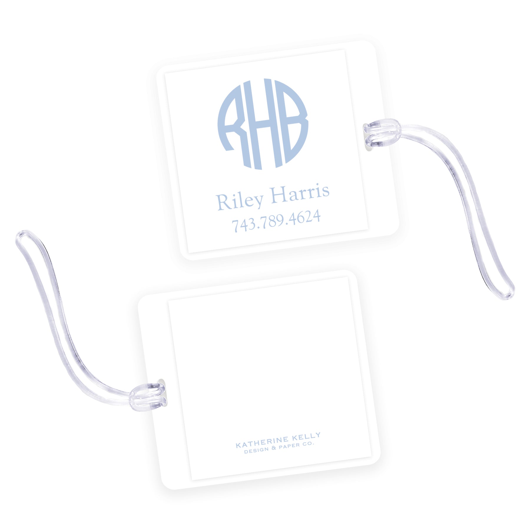 Blue Monogram Square Laminated Bag Tag