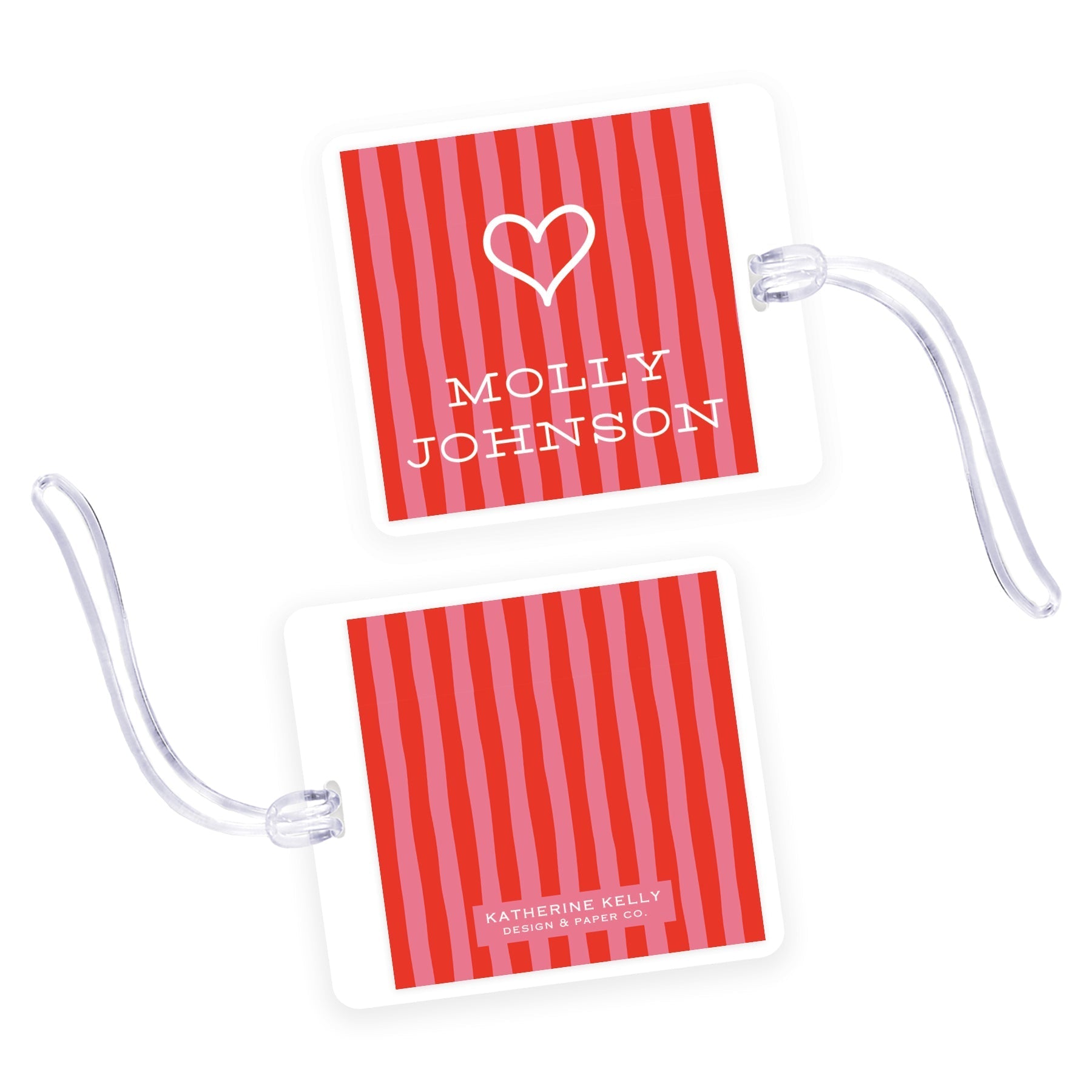 Poppy Stripes Square Laminated Bag Tag