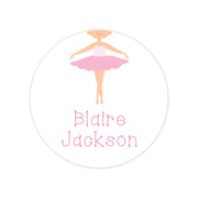 Ballerina Tutu Round Vinyl School Labels