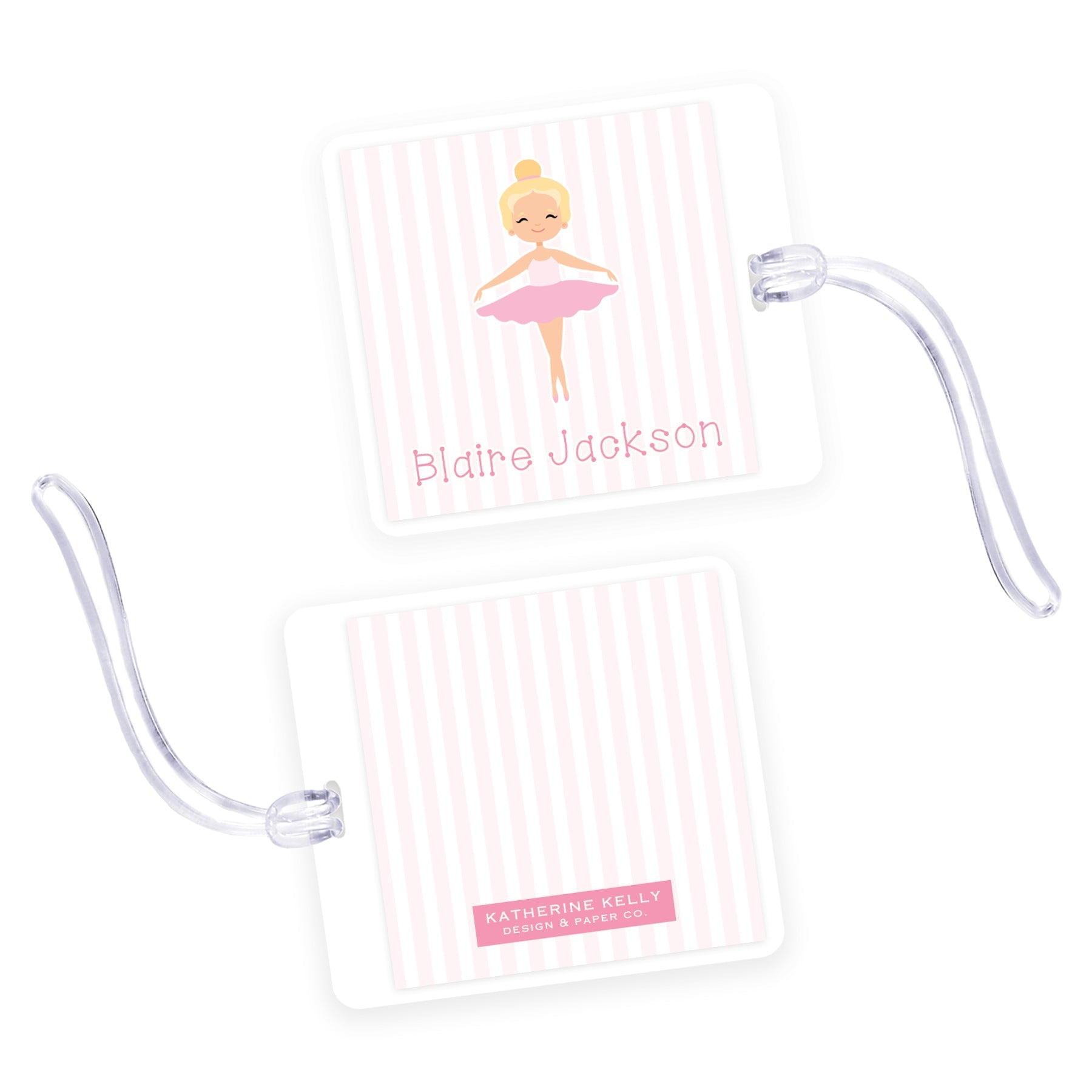 Ballerina Tutu Square Laminated Bag Tag