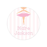 Striped Ballerina Tutu Round Vinyl School Labels