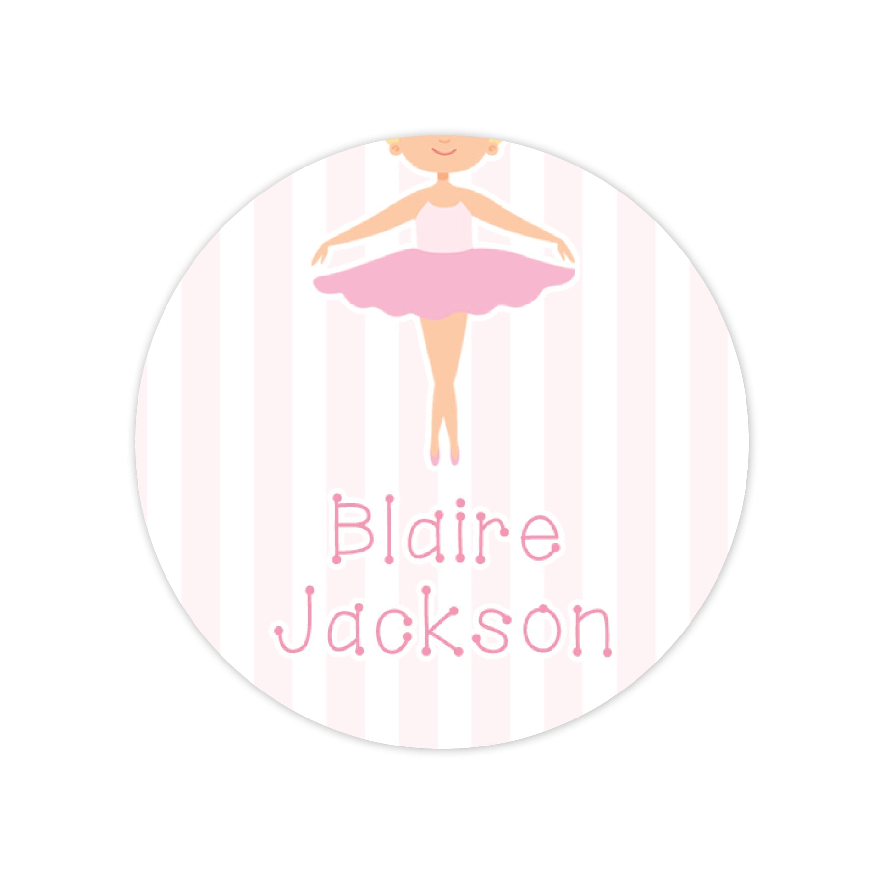 Striped Ballerina Tutu Round Vinyl School Labels