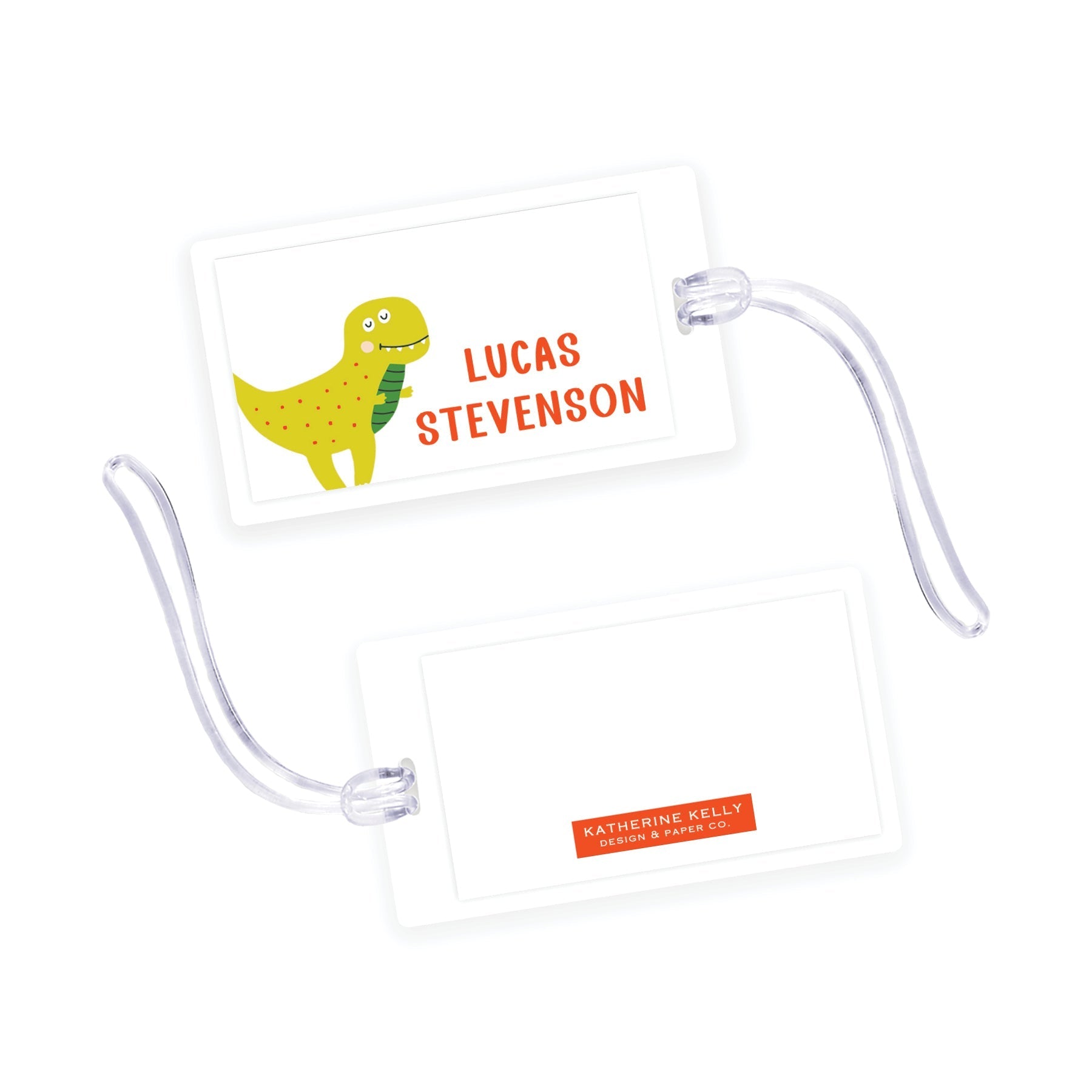 T-rex Dino Laminated Bag Tag