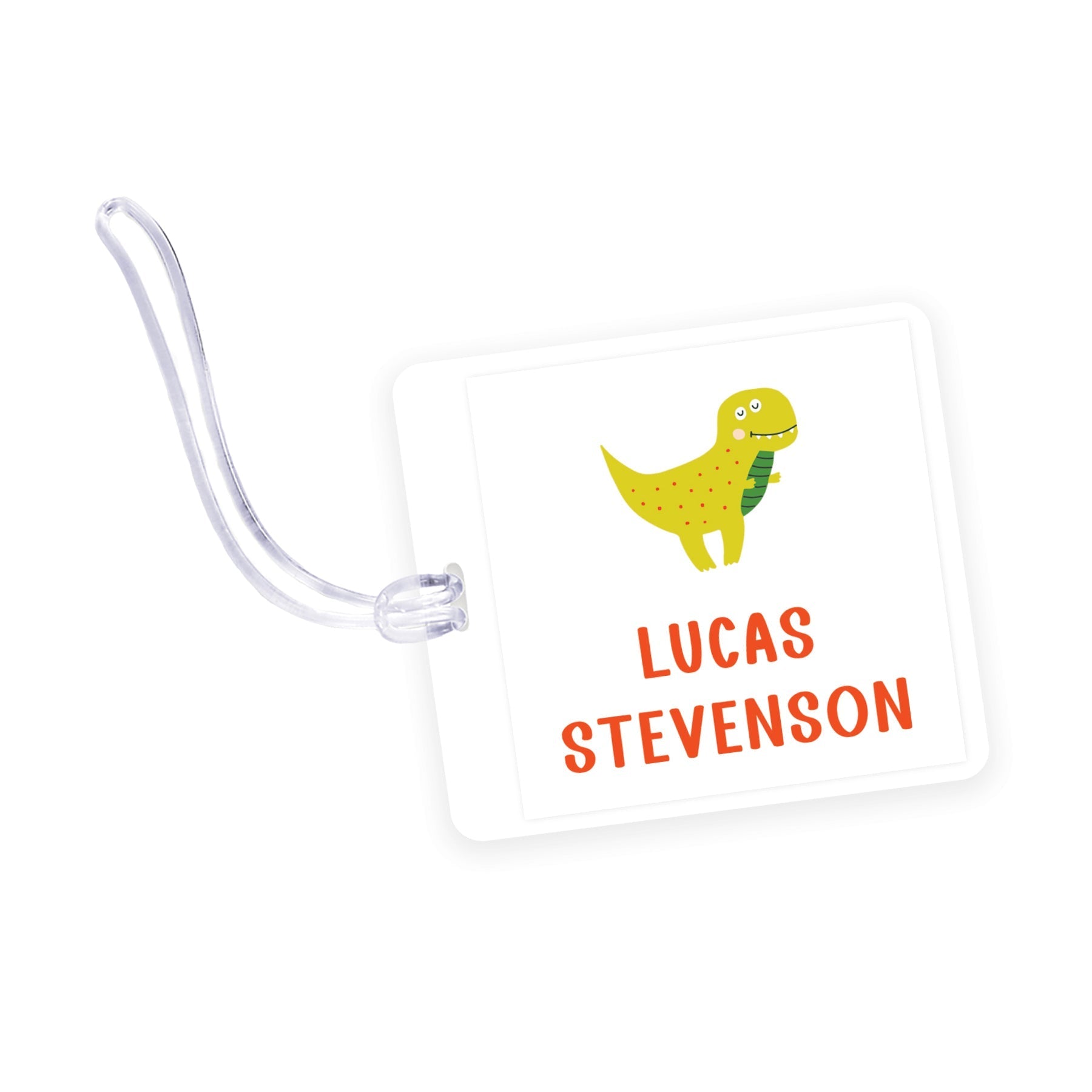 T-rex Dino Square Laminated Bag Tag
