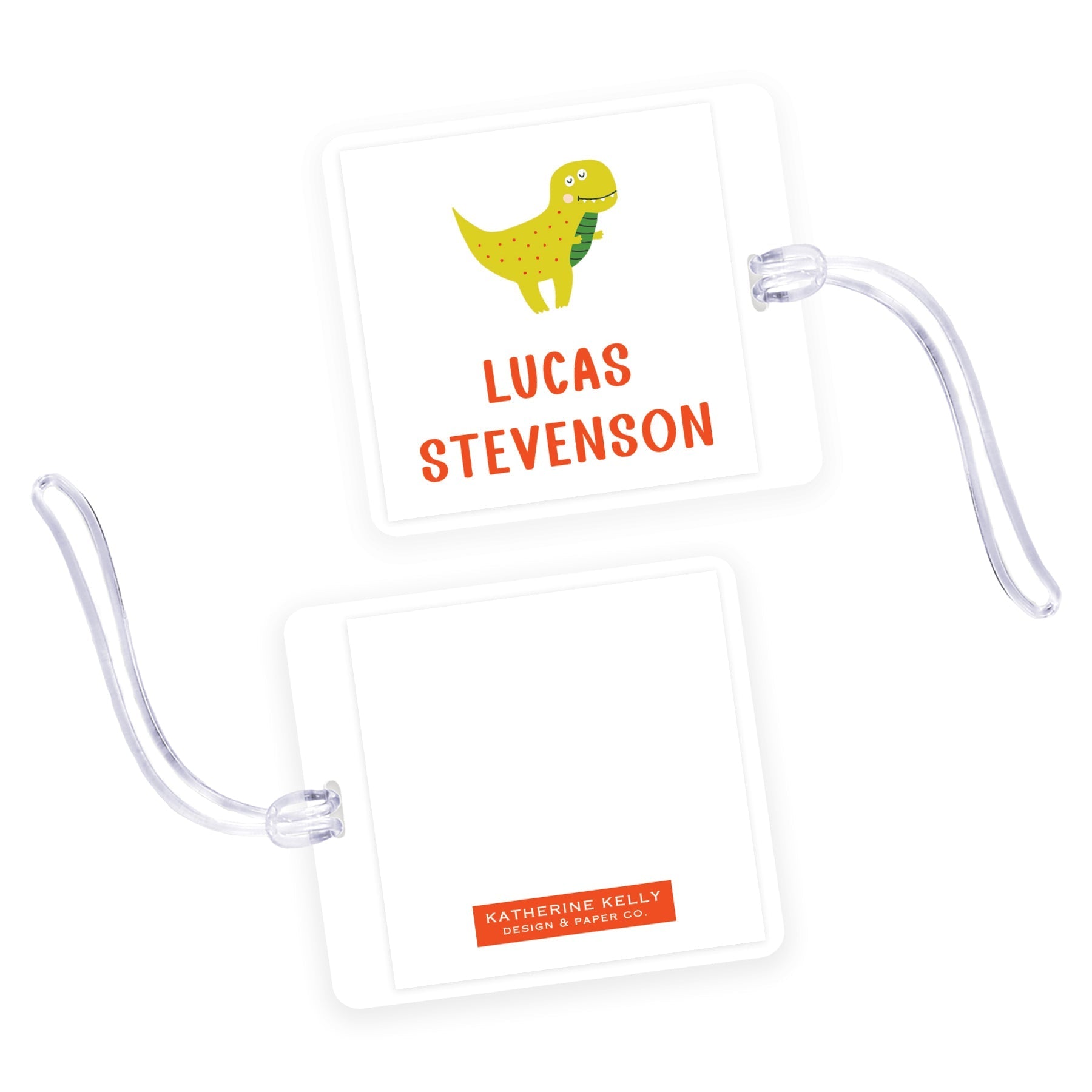 T-rex Dino Square Laminated Bag Tag