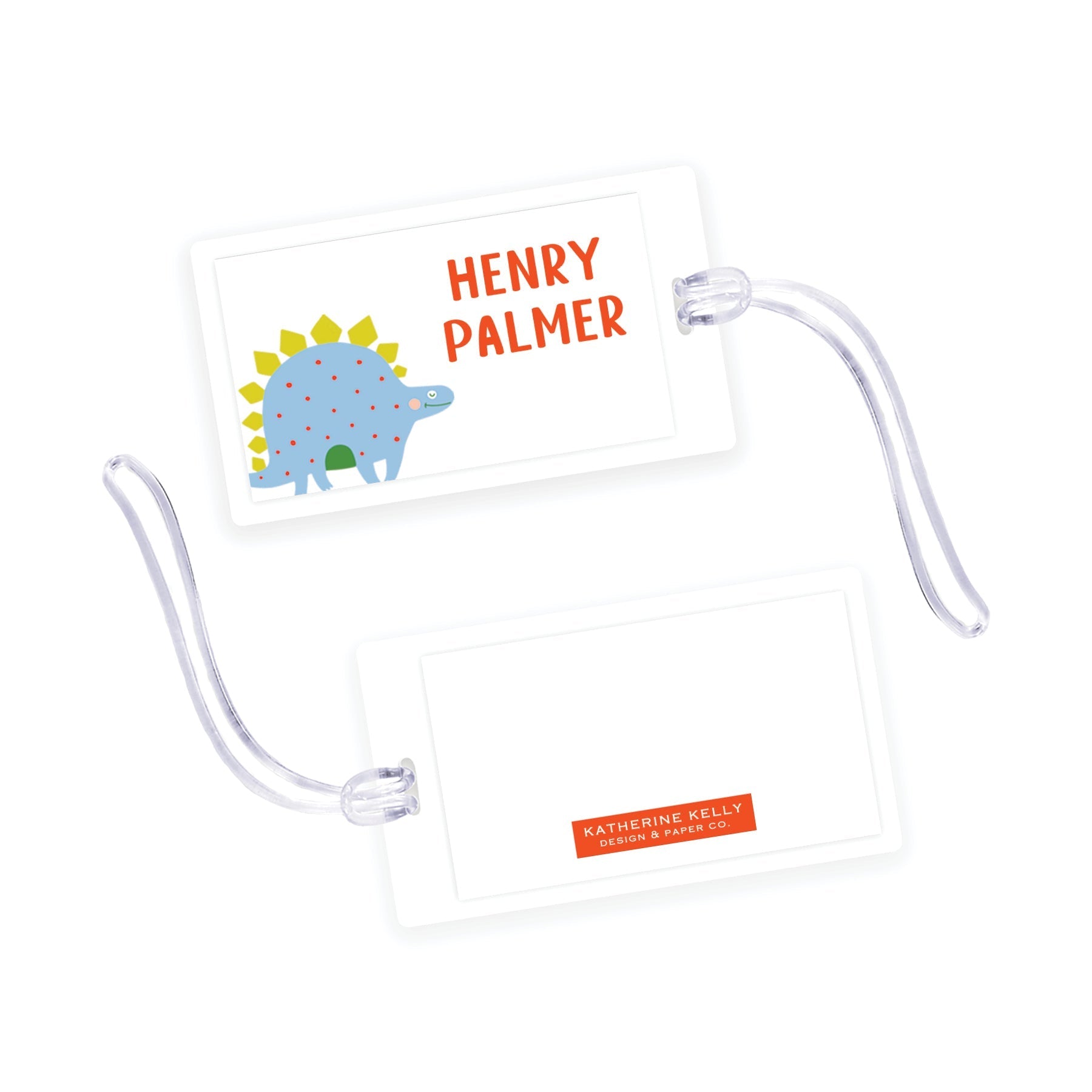 Stegasaurus Dino Laminated Bag Tag