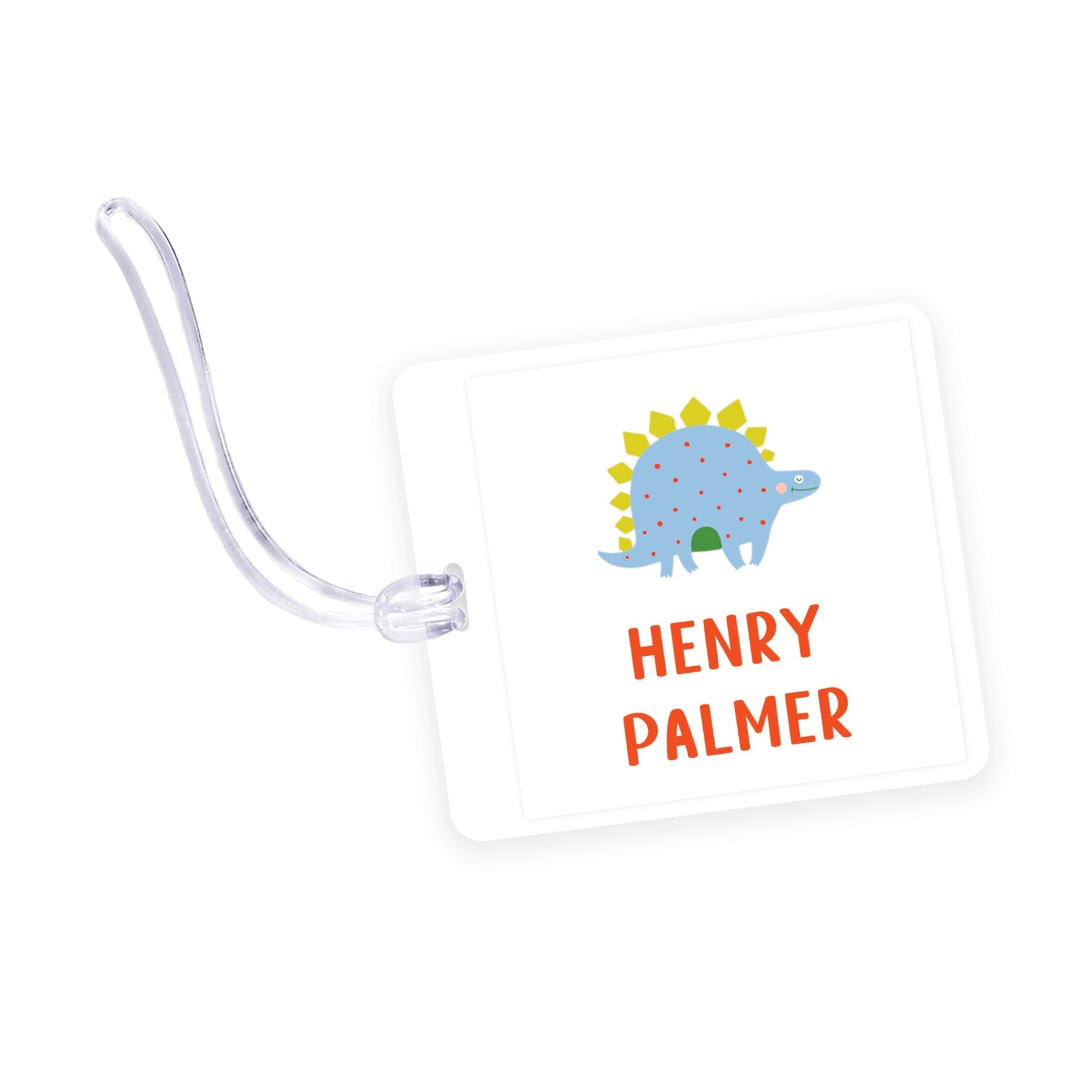Stegasaurus Dino Square Laminated Bag Tag