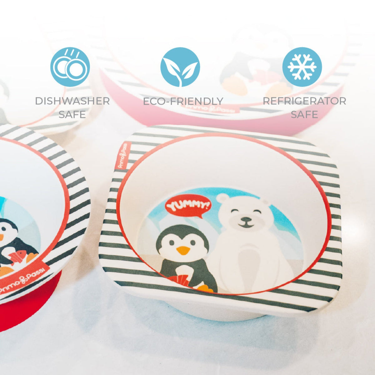 Bamboo Fiber Kids Square Bowl – Winter Friends |