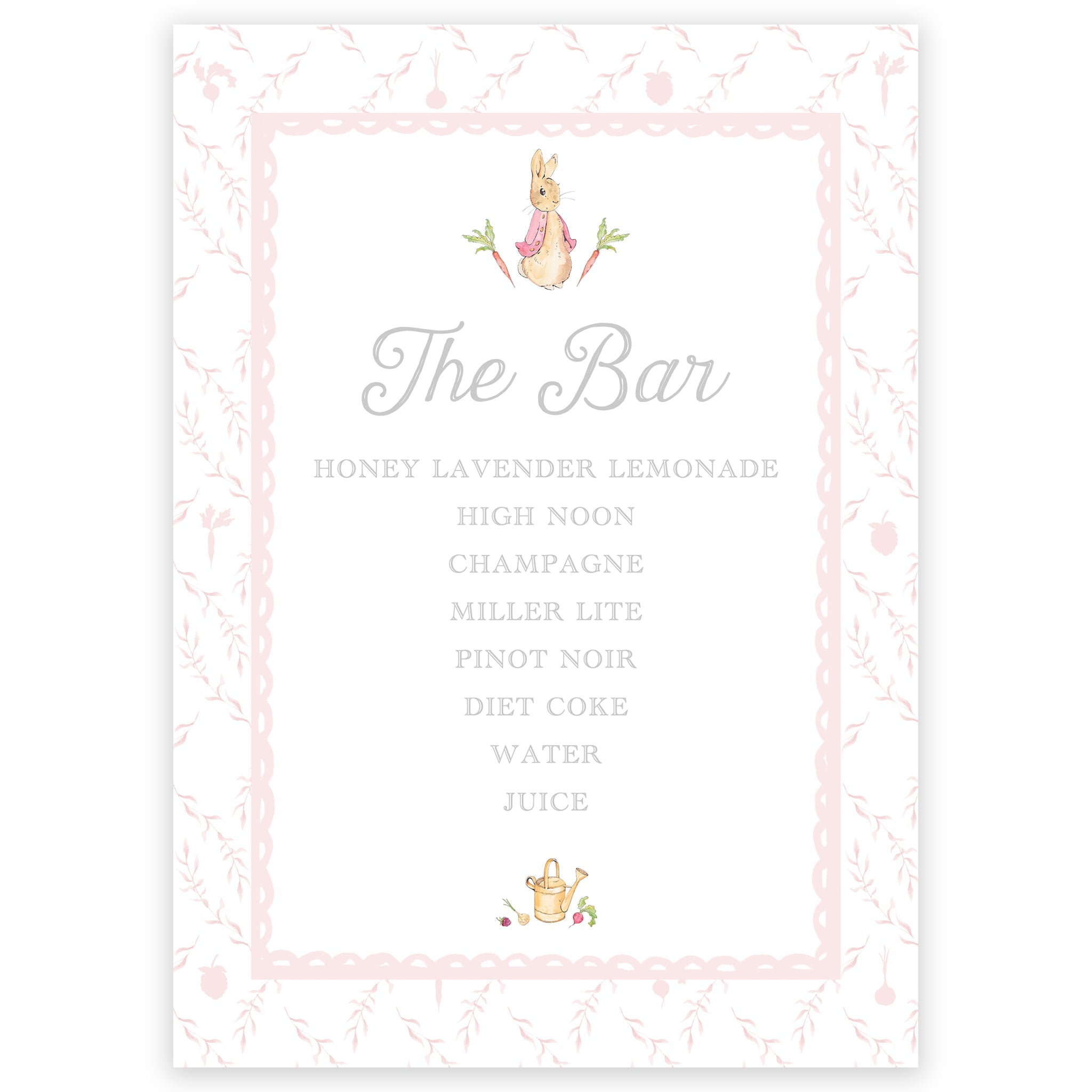 Peter Rabbit Pink Trellis Bar Sign