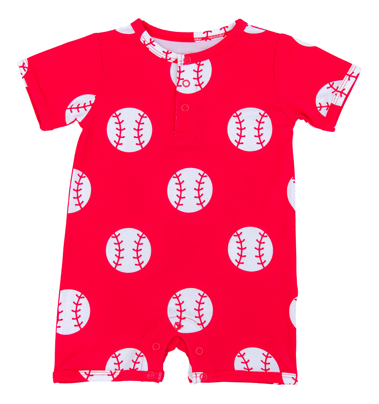 Baseball Shortie Romper - Red