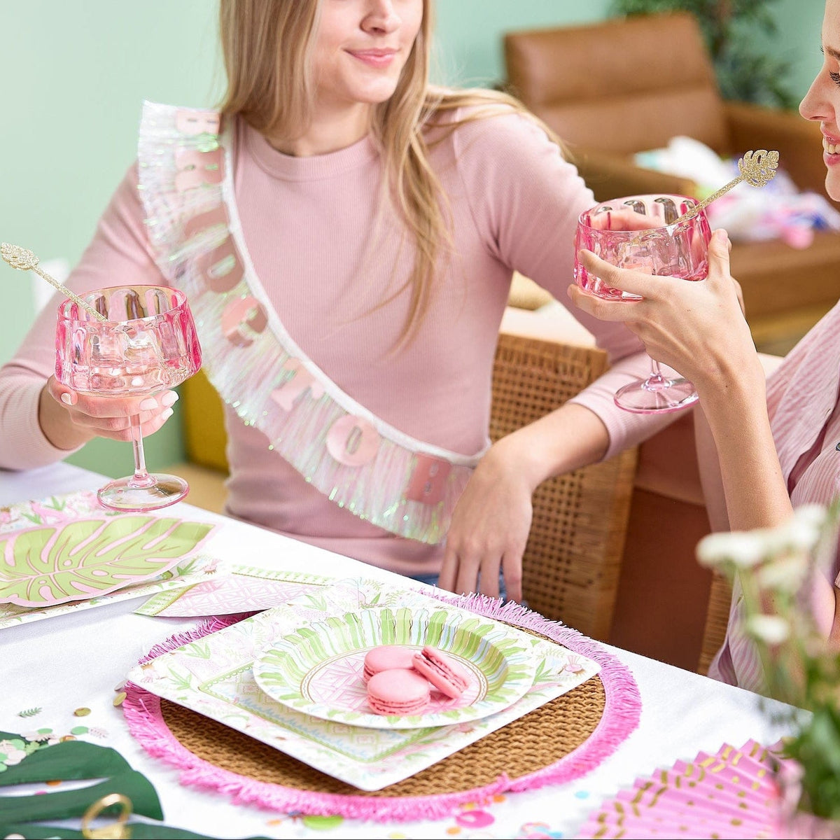 Pretty In Pink Reusable Coupe Glasses (set Of 4)