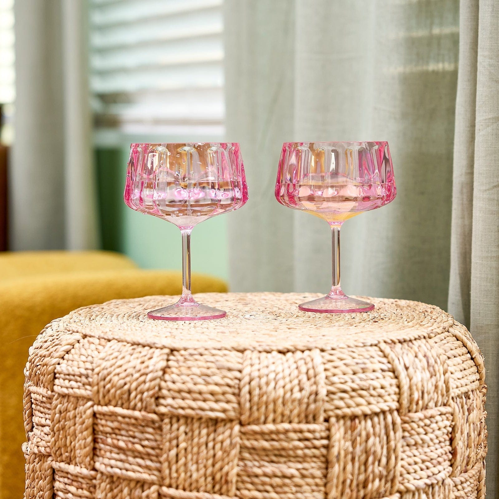 Pretty In Pink Reusable Coupe Glasses (set Of 4)