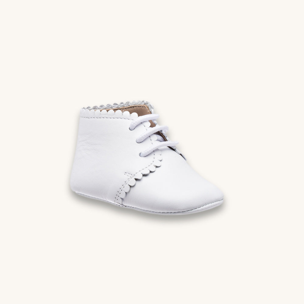 Scalloped Bootie White