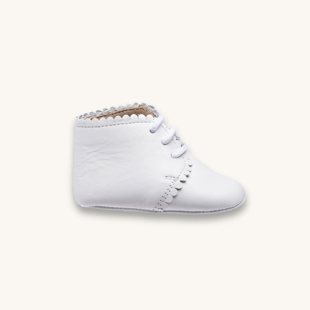 Scalloped Bootie White