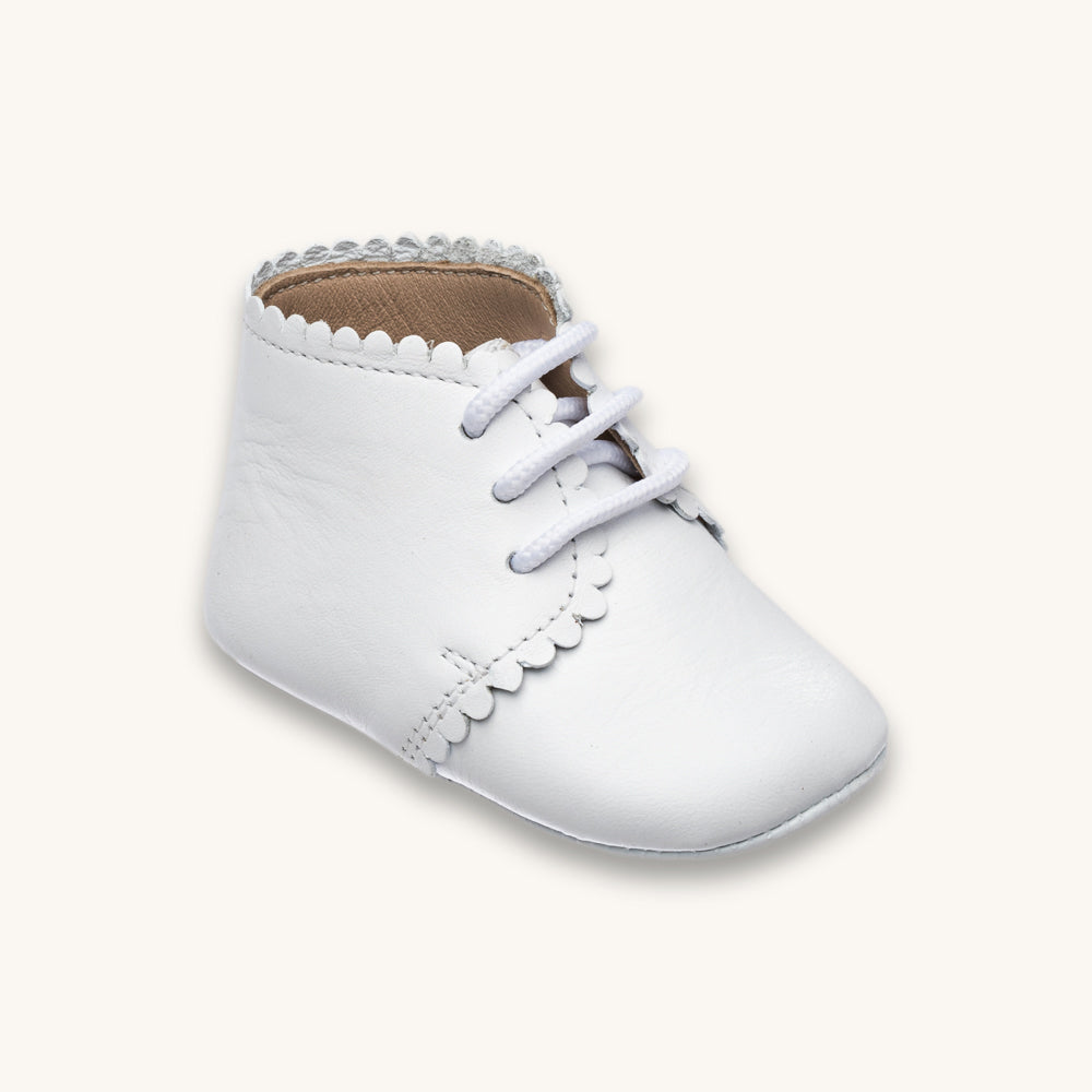 Scalloped Bootie White