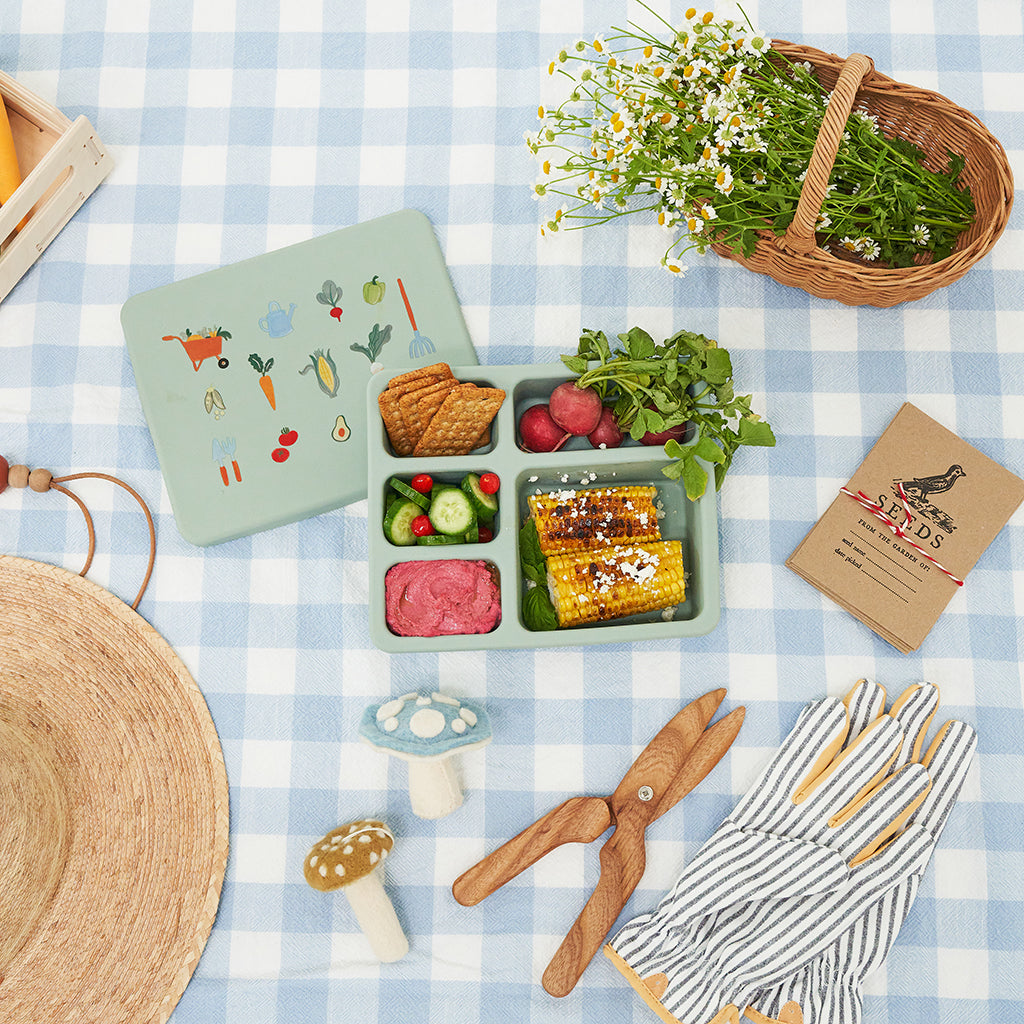 Silicone Bento Box Veggie Garden Robin's Egg Blue