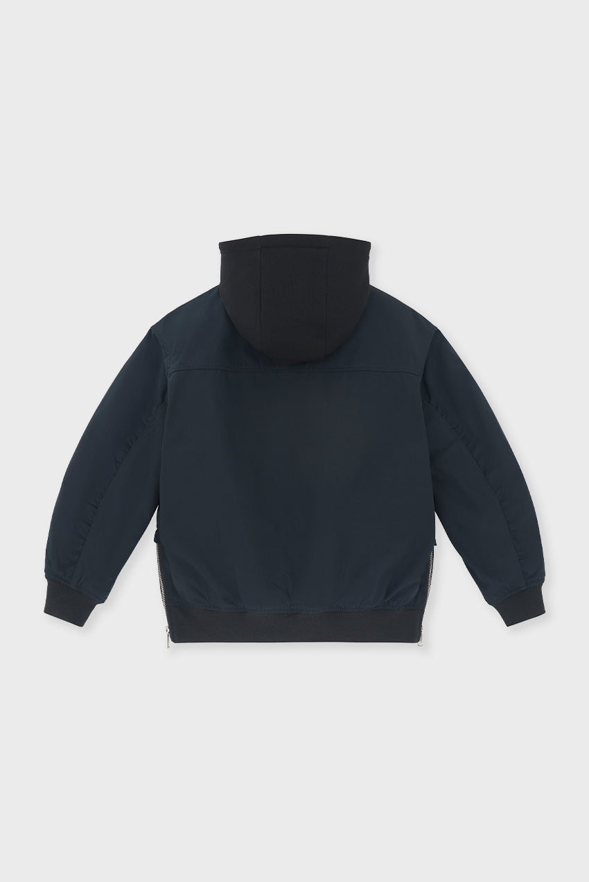 Padded Bomber Jacket With Removable Hood