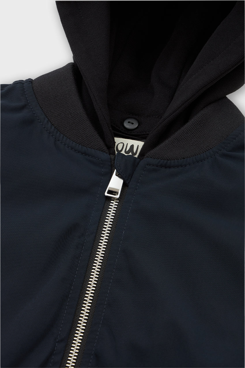 Padded Bomber Jacket With Removable Hood